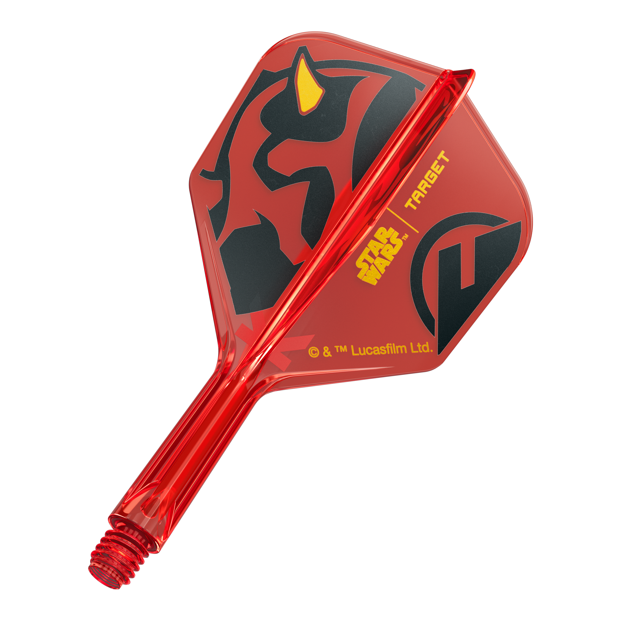 Target Star Wars K-Flex Darth Maul No6-vluchten Ein Bild eines Dartflugs, basierend auf dem Dateinamen '410520_Target_StarWars_KFlex_DarthMaul_No6_Flights_Short_19mm_1'. Das Produkt zeigt ein Star Wars Motiv im Darth Maul Design.