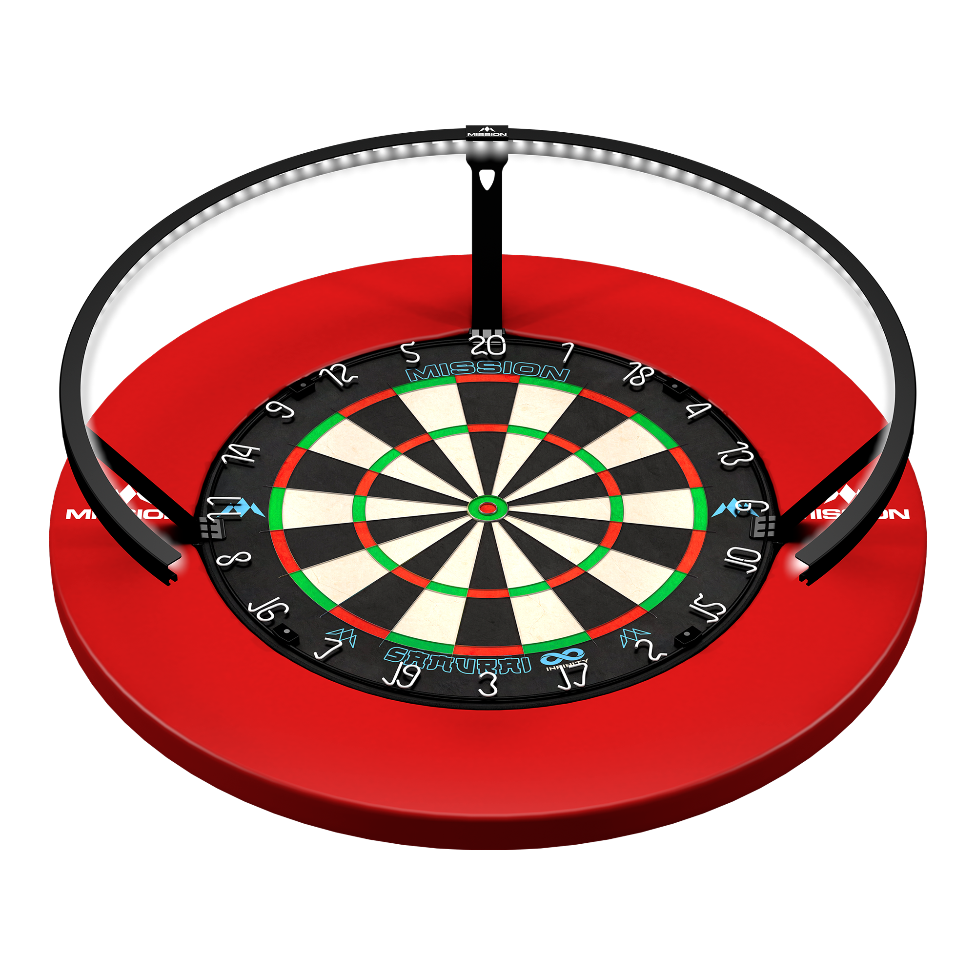 Mission Torus 270 LED Dartbordverlichting - Zwart Abgebildet ist die Mission Torus 270 LED Dartboard Beleuchtung in Schwarz. Die Beleuchtung sorgt für optimale Ausleuchtung des Dartboards.