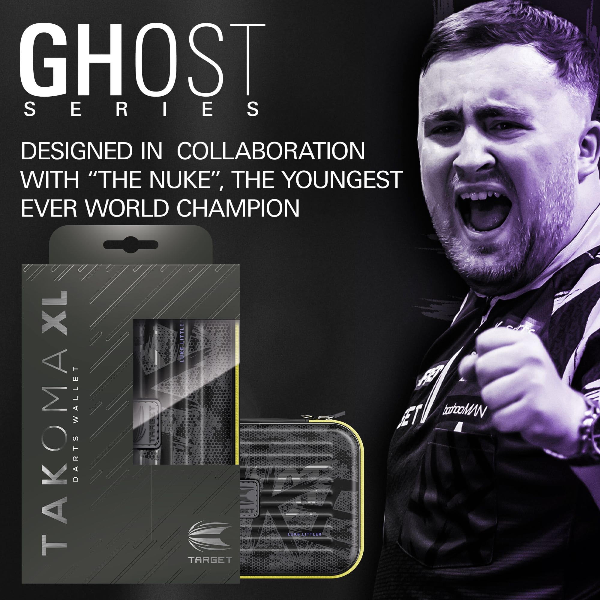 Takoma XL Ghost Series Luke Littler dartkoffer Zu sehen ist das Takoma XL Ghost Series Luke Littler Dartcase. Das Dartcase ist modern gestaltet und dient zur Aufbewahrung von Darts.