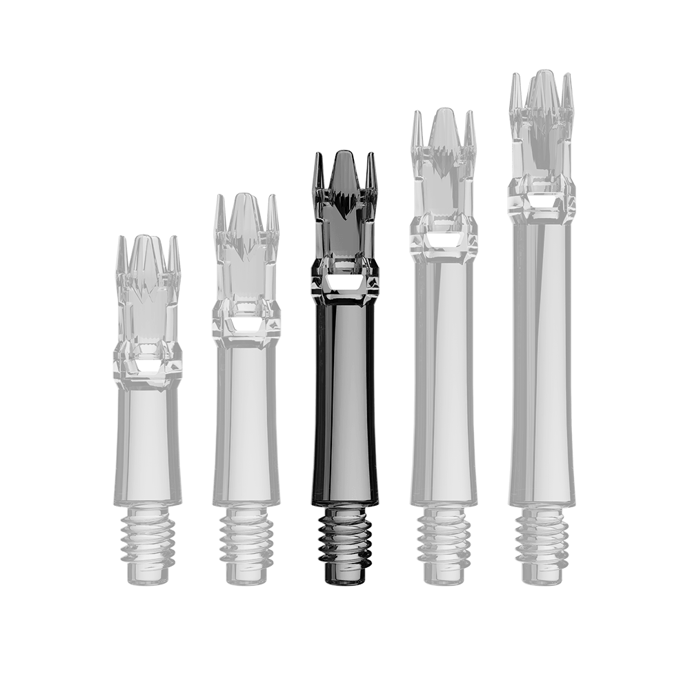 Das Produkt zeigt einzelne Ersatzshafts in durchsichtigem Schwarz. Die Shafts liegen parallel.