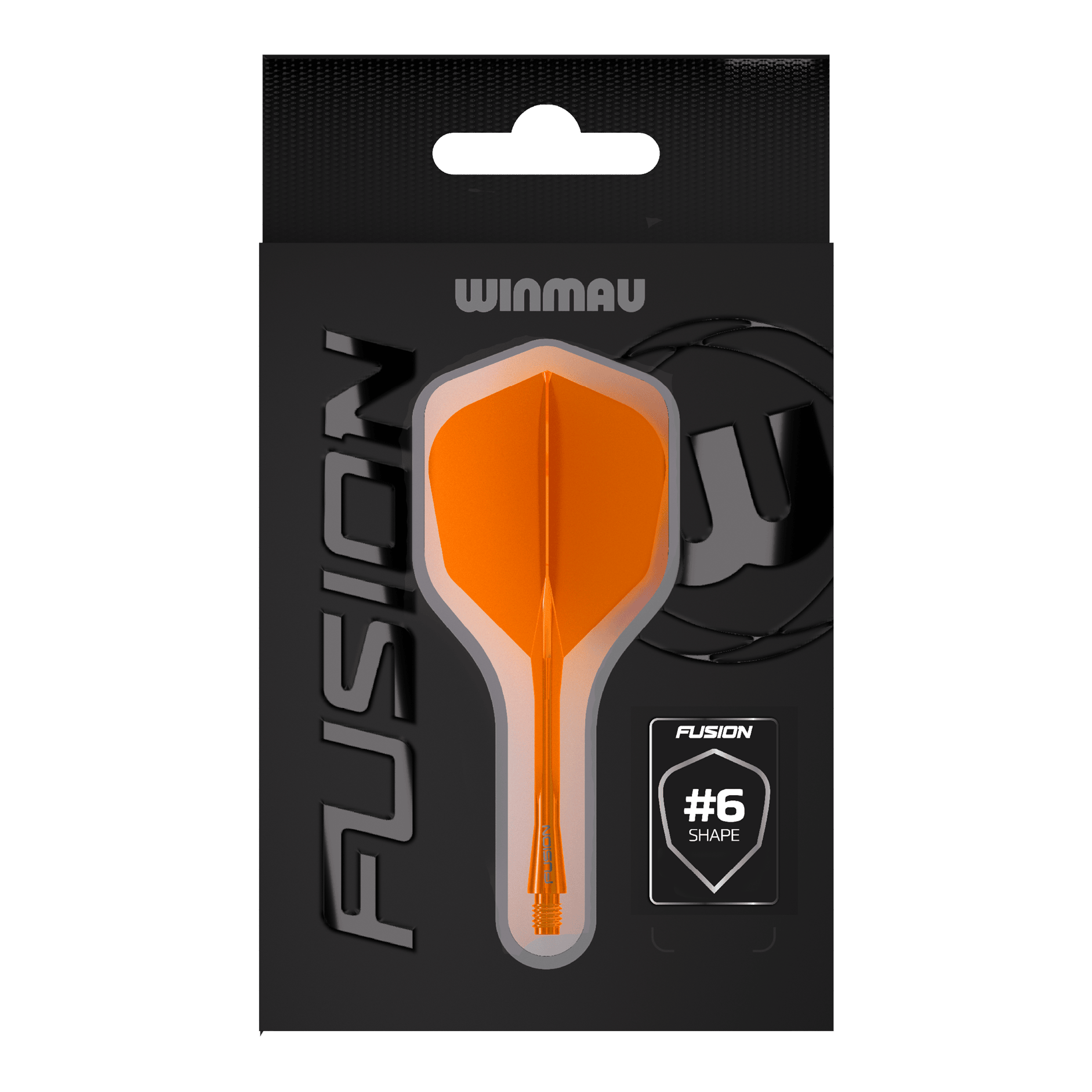 Winmau Fusion Flight Shaft System No6 Neon Oranje Das Bild zeigt das Winmau Fusion Flight-Shaft-System No6 in Neon Orange. Dieses System verbindet Flight und Shaft zu einer stabilen Einheit für Dartpfeile.