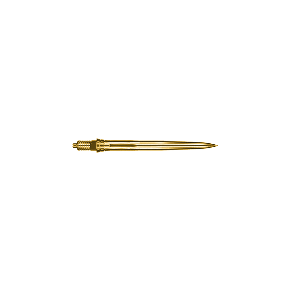 Caliburn EZ-EVO dartpunten - Glad - Goud Abgebildet sind goldene Dartspitzen mit einer Länge von 28mm. Sie gehören wahrscheinlich zur Serie Caliburn EZ-EVO Smooth.
