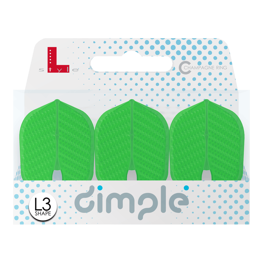 L-Style Flights Dimple Champagne L3PRO Shape Das Foto präsentiert die L-Style Flights Dimple Champagne L3PRO Shape. Die Flights haben eine spezielle Oberflächenstruktur.