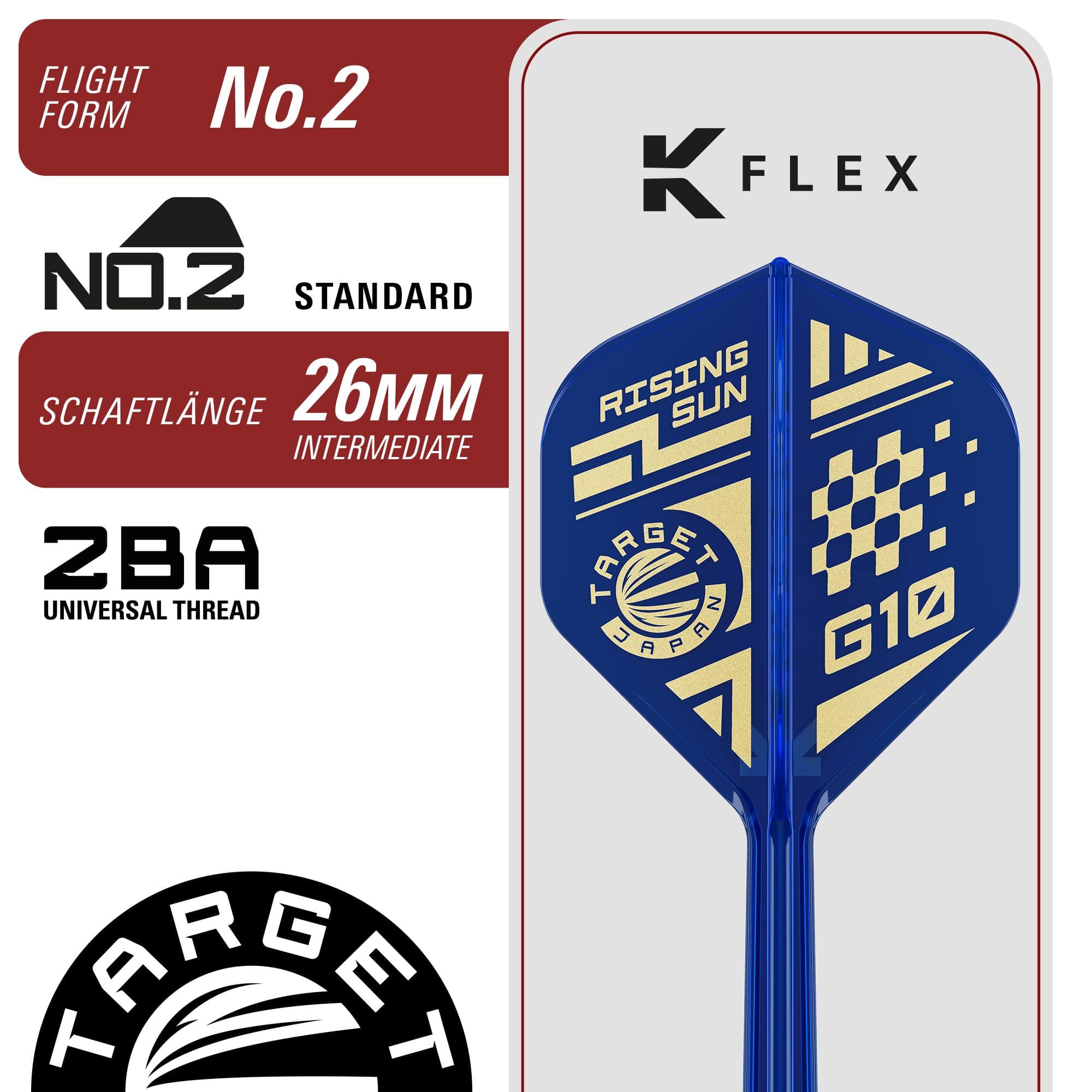 Target Japan Rising Sun GEN 10.5 Swiss Point Steeldarts Zu sehen sind die Target Japan Rising Sun GEN 10.5 Swiss Point Steeldarts. Die Darts überzeugen durch ihre spezielle Konstruktion für optimales Werfen.