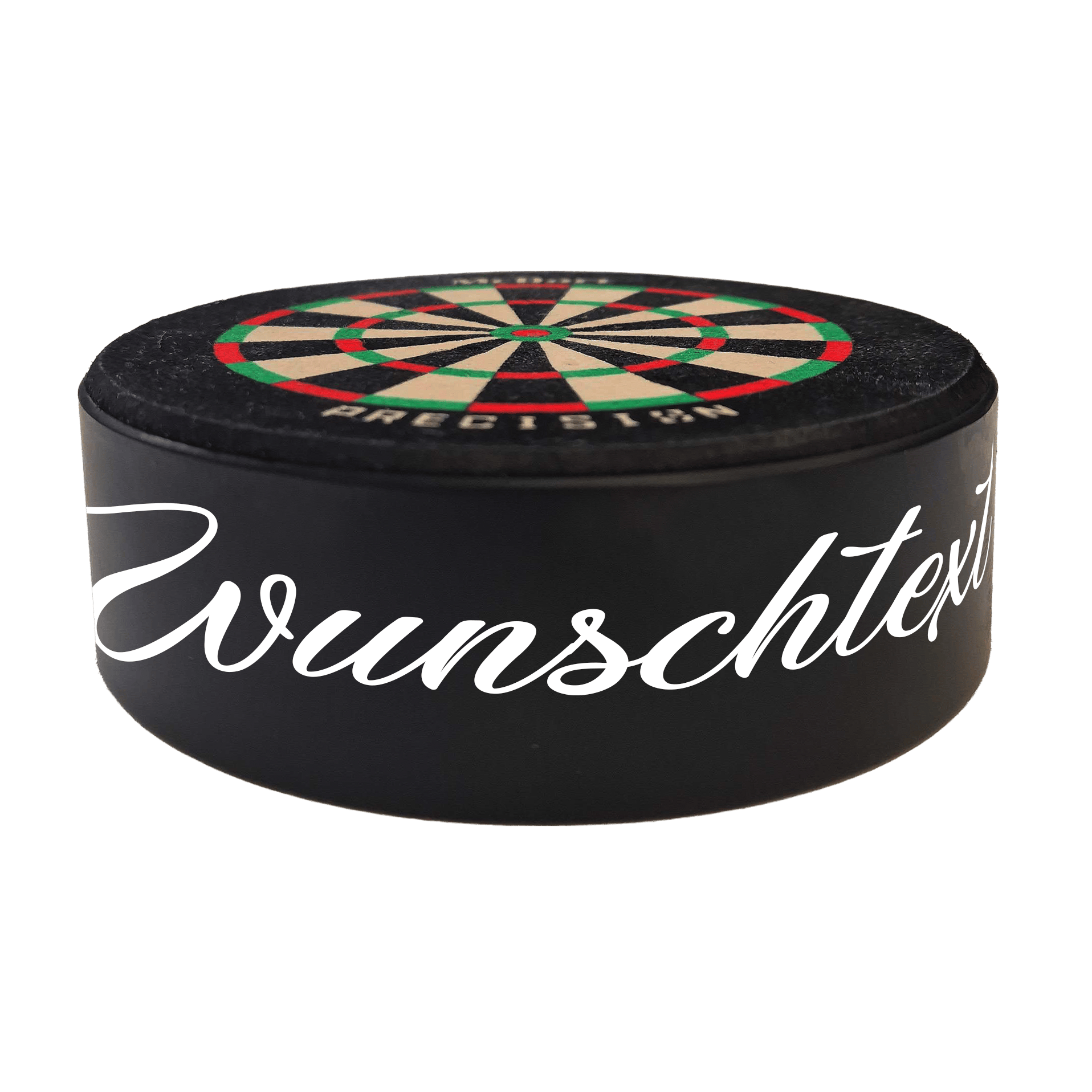 McDart Precision Mini Dartbord met aangepaste tekst Abgebildet ist ein Produkt mit dem Dateinamen 765_McDart_Mini_Precision_Dartboard_Darthalter_2_WeatherSunday. Es handelt sich wahrscheinlich um ein Dartboard oder Zubehör.