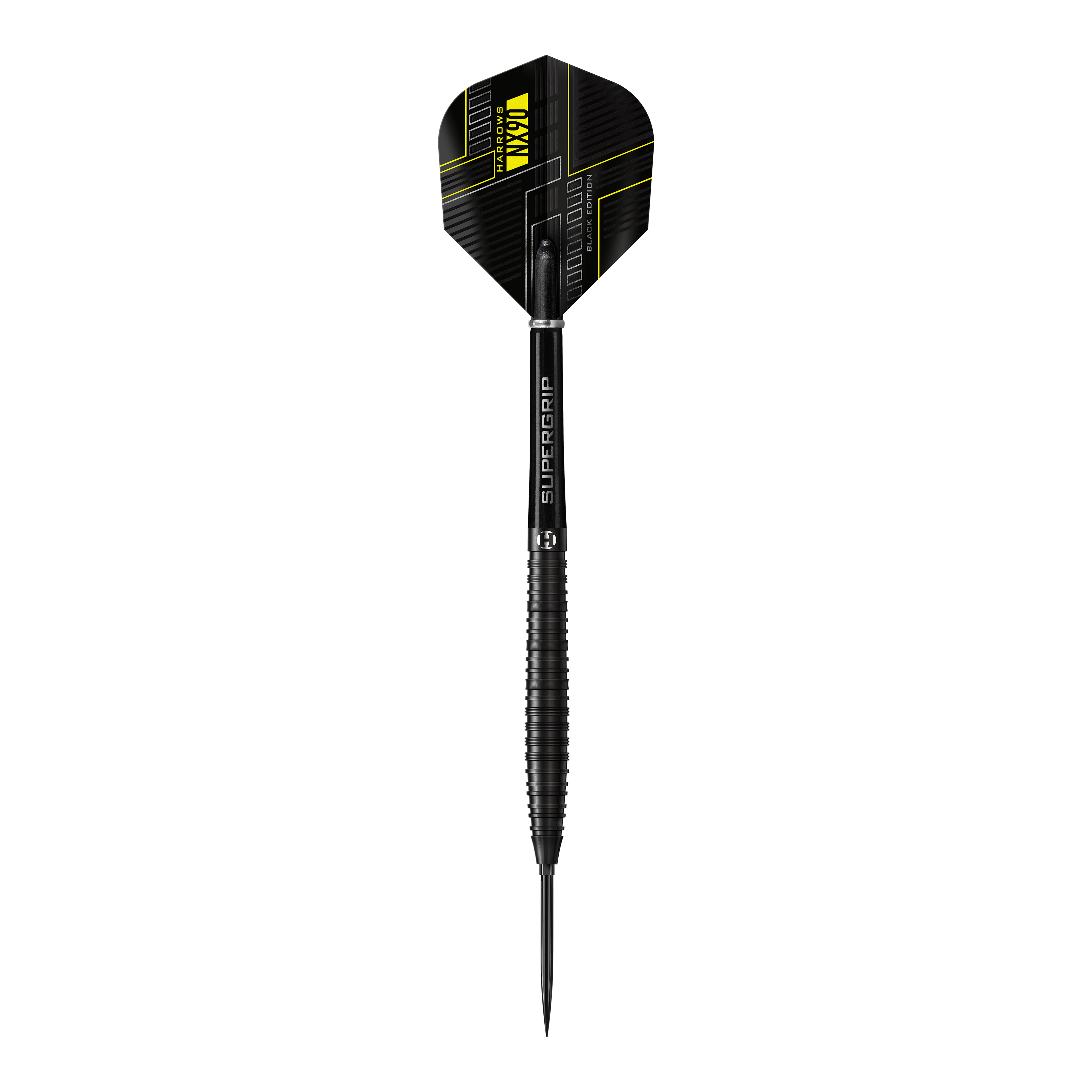 Harrows NX90 Black Edition Tapered Quick Point Steel Darts Das Bild zeigt die Harrows NX90 Black Edition Tapered Quick Point Steeldarts. Abgebildet ist das Produkt aus nächster Nähe.