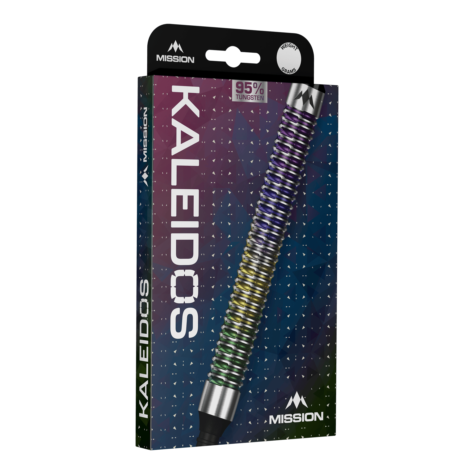 Mission Kaleidos softdarts - 19 g Mission Kaleidos Softdarts - 19g sind auf diesem Bild abgebildet. Diese Darts bieten eine gute Kontrolle beim Werfen.