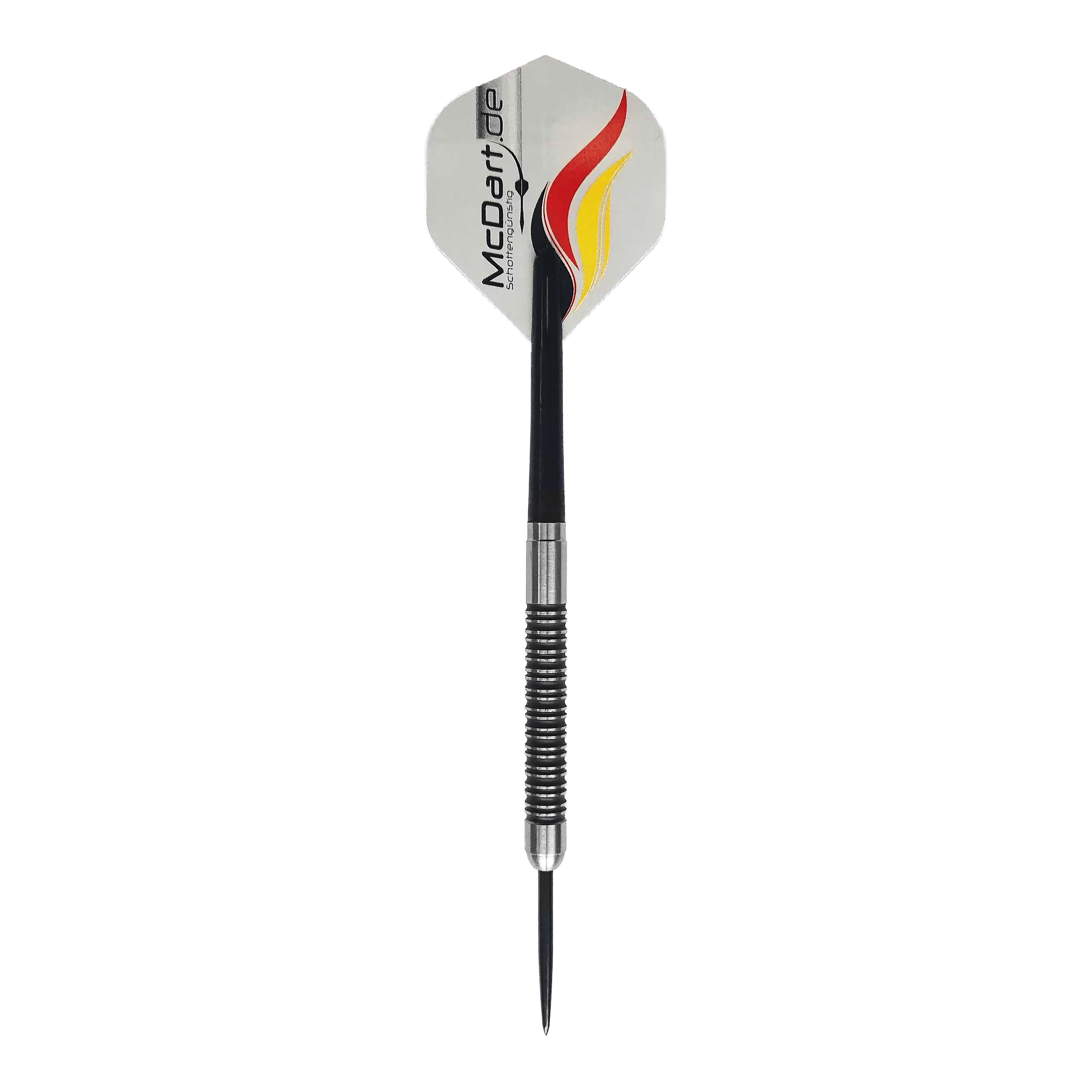 McDart Super Grip Steel Darts Drei McDart Super Grip Steeldarts sind parallel angeordnet. Die silbernen Darts haben ein markantes Griffmuster.