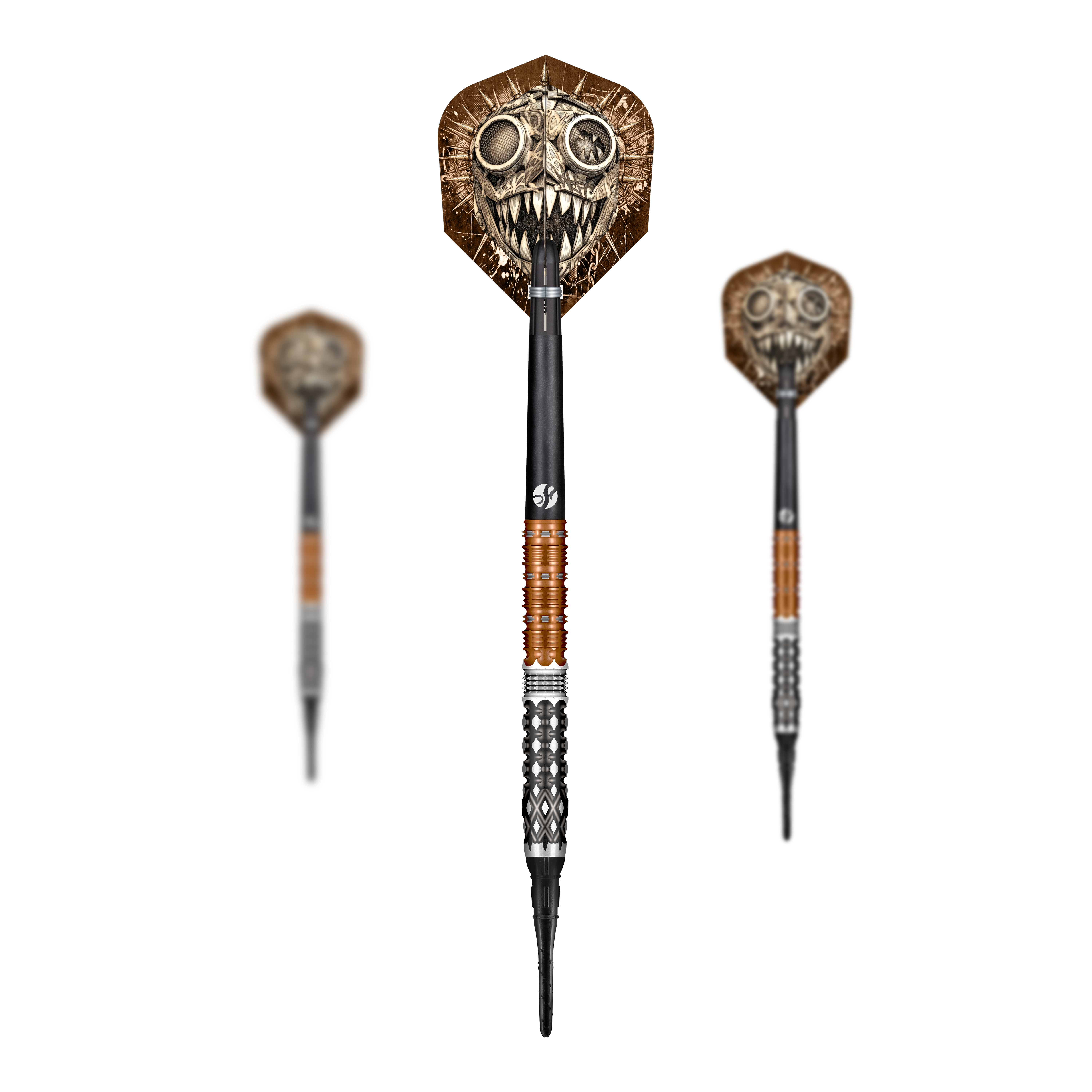Shot Gnarly Gnasha Soft Darts - 20g Zu sehen ist ein Set der Shot Gnarly Gnasha Softdarts - 20g. Die Abbildung zeigt die Zusammensetzung des Dart-Sets.