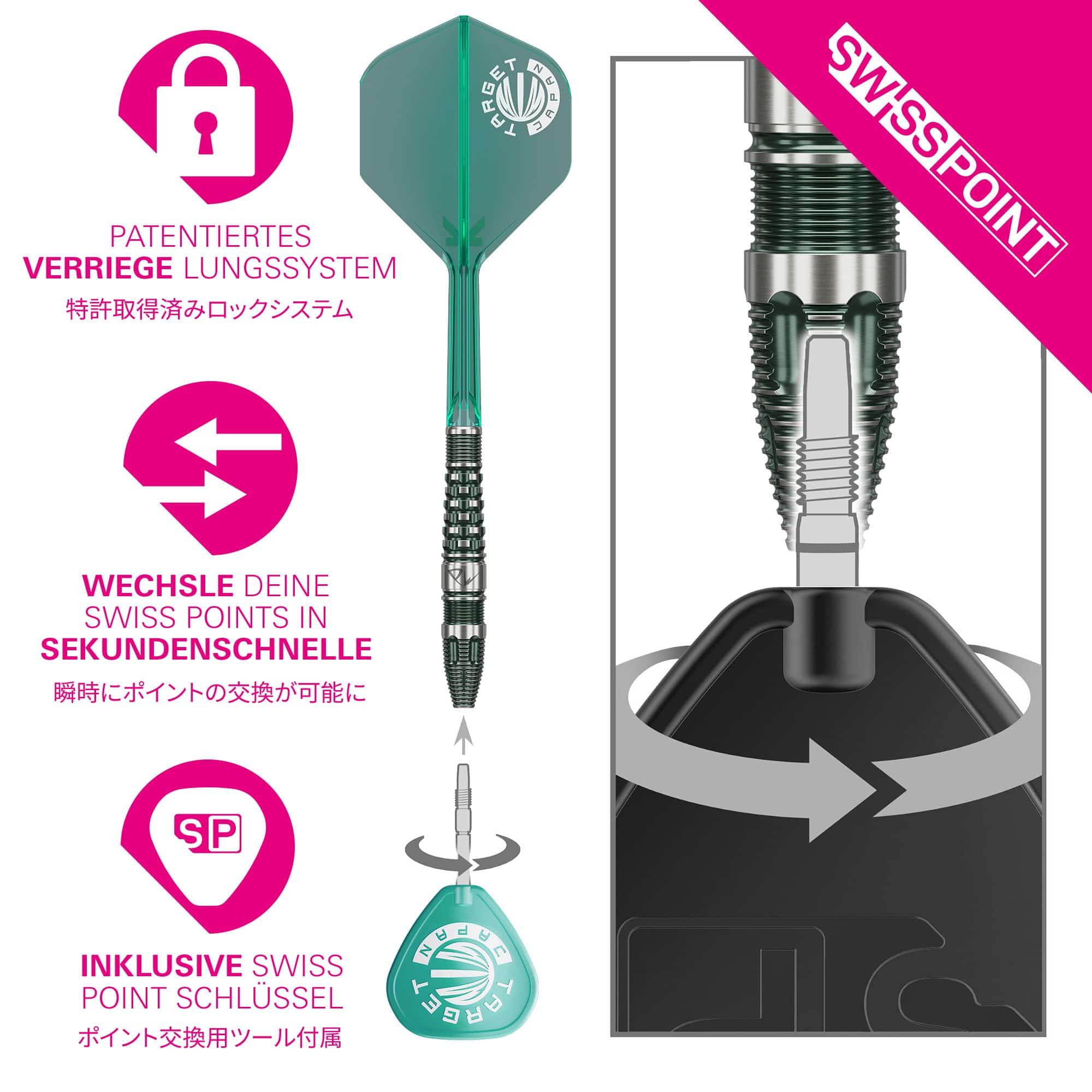Target Japan Prime Series PW GEN 3 Swiss Point stalen dartpijlen - 23 g Zu sehen sind die Target Japan Prime Series PW GEN 3 Swiss Point Steeldarts - 23g. Diese Darts sind ideal für professionelle Dartspieler.