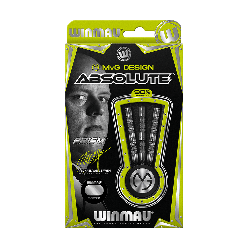 2431_Winmau_Michael_Van_Gerwen_MvG_Absolute_Softdarts_3167WUWAbL6F83 Winmau Michael Van Gerwen MvG Absolute Softdarts sauber angeordnet. Die Darts zeigen markante Details.