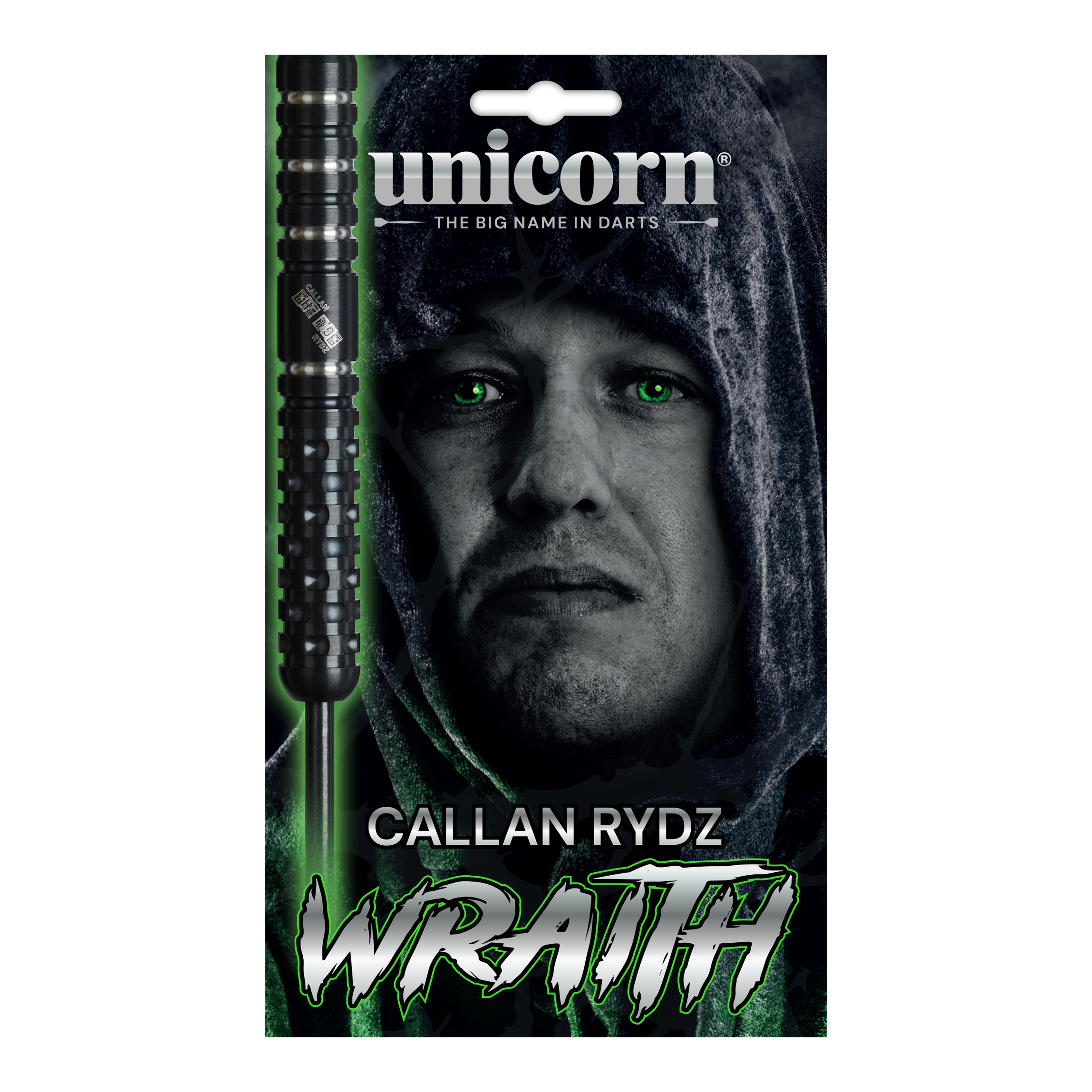 Das Foto zeigt Unicorn Wraith Callan Rydz Steeldarts - 23g. Die Darts sind für professionelle Spieler geeignet.