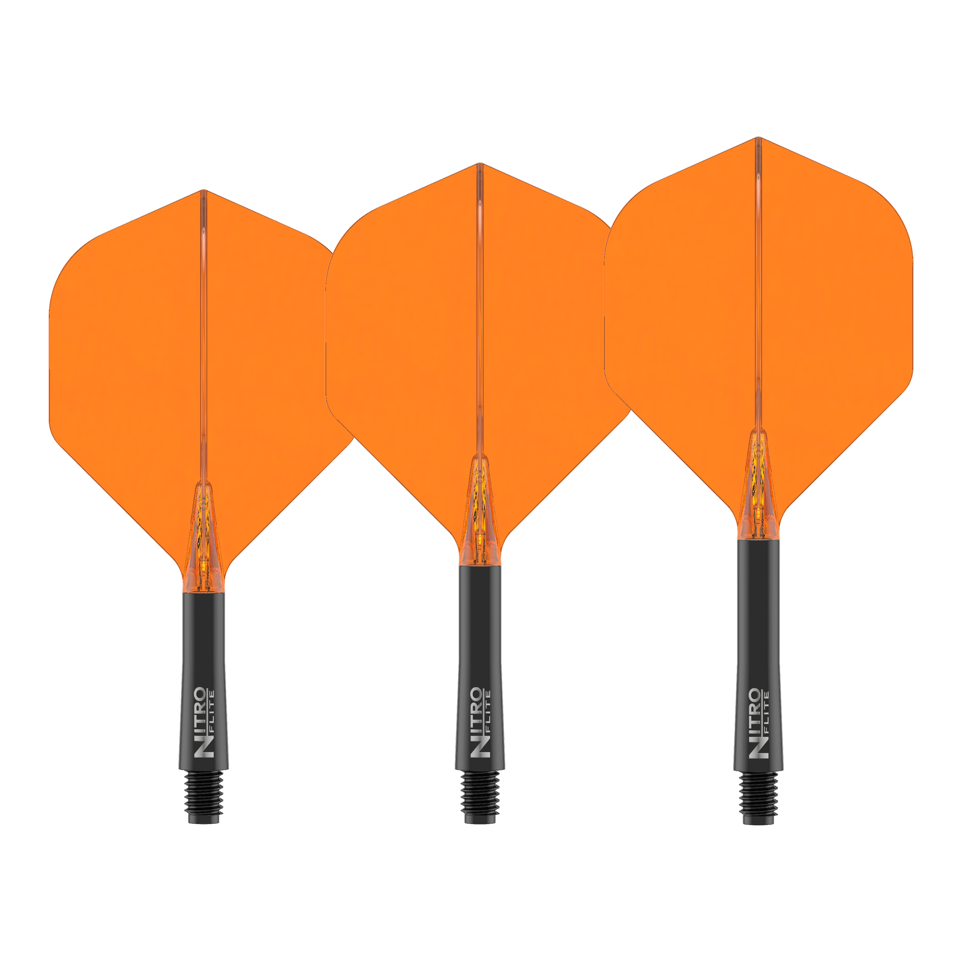 Red Dragon Nitroflite zwarte schacht oranje flights nr. 2 Dies ist das Produkt Red Dragon Nitroflite Black Shaft Orange Flights No2. Es wird ein Dart-Schaft mit orangefarbenen Flights gezeigt.