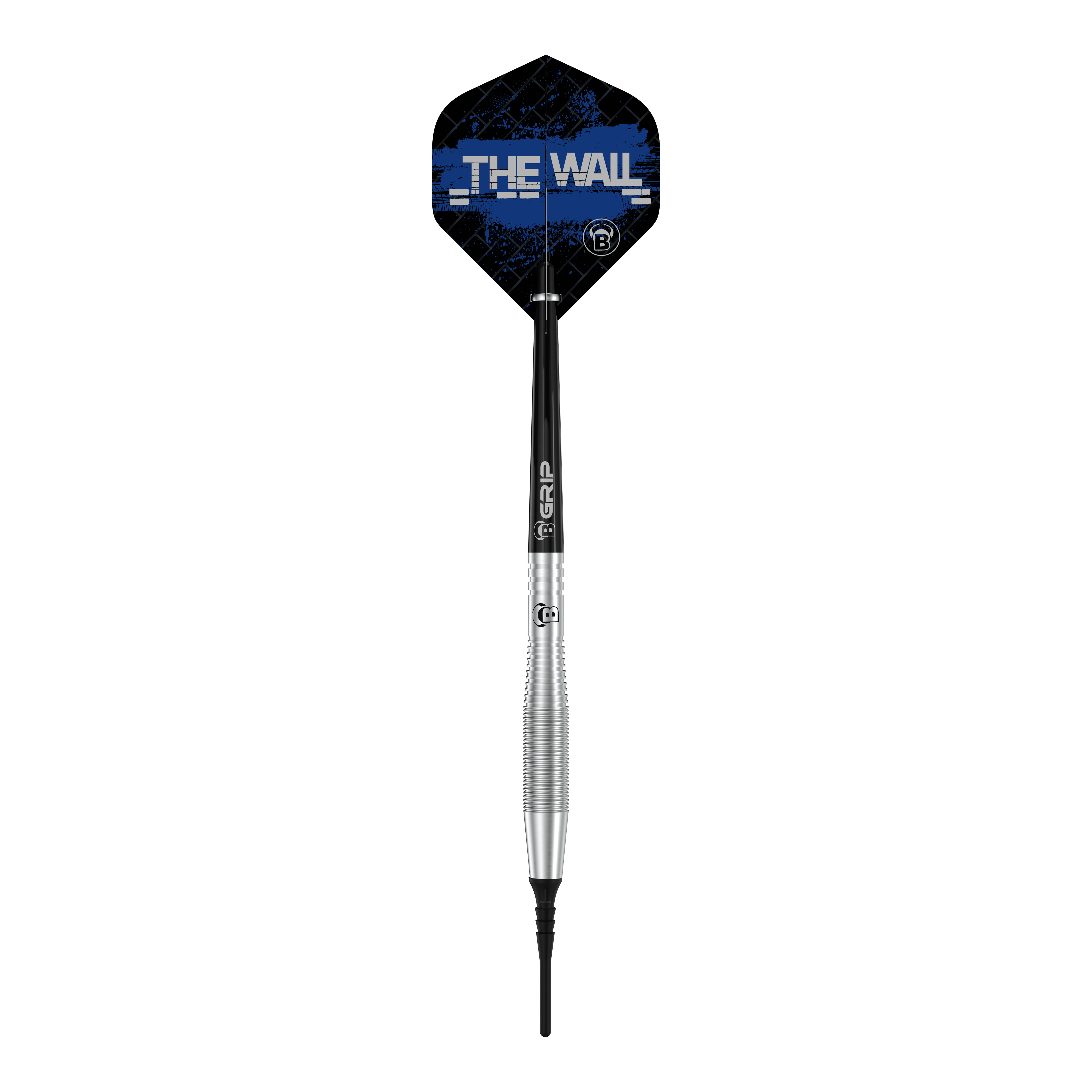 Bulls Martin Schindler TW80 zachte darts - 18g Dies ist ein Bulls Martin Schindler TW80 Softdart mit einem Gewicht von 18g. Auf dem Flight steht in blauer Schrift "THE WALL".