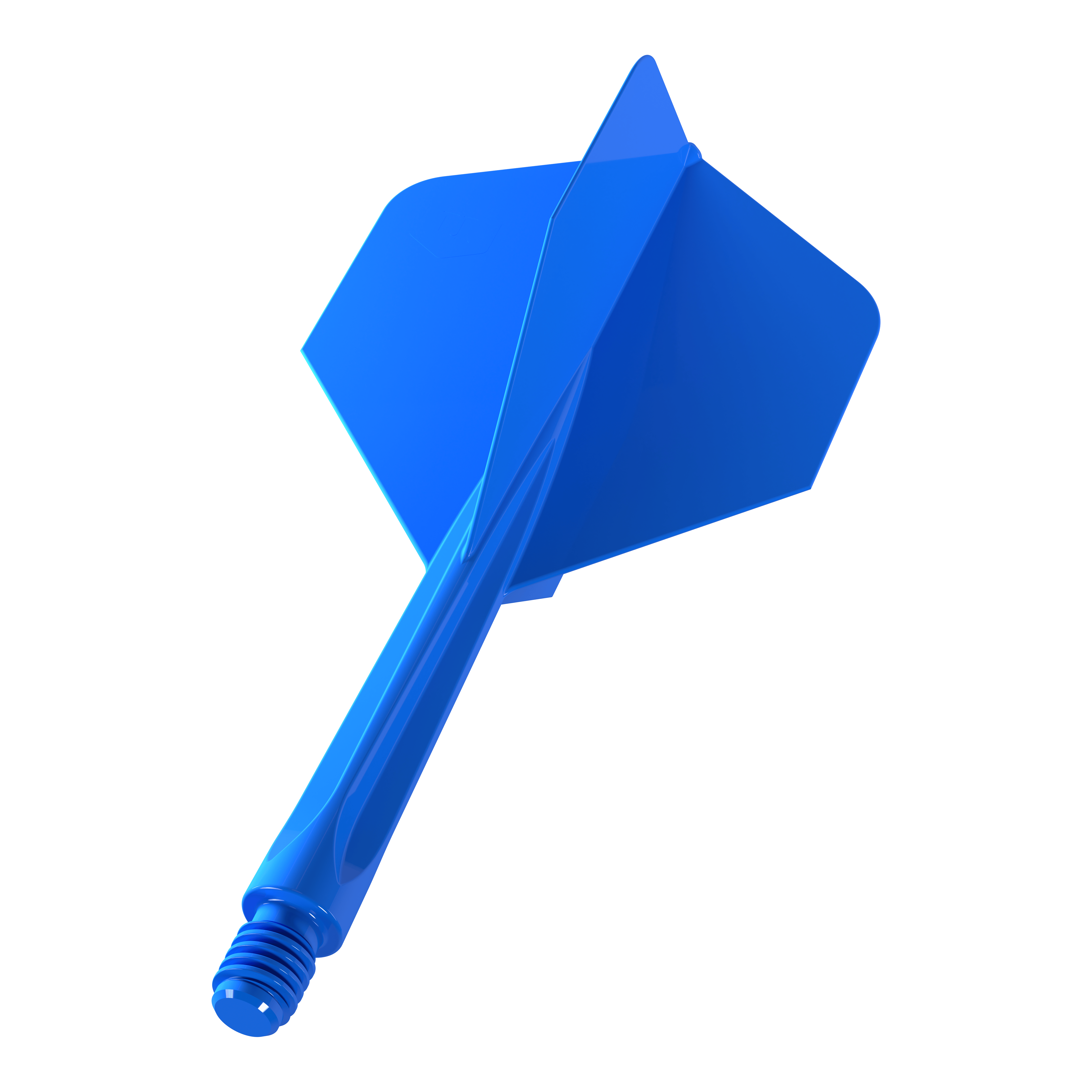 Unicorn Forge All In One Plus No2 Standaard Vluchten Blauw - Medium Auf dem Bild ist ein blauer Dartflügel mit integriertem Schaft zu sehen. Es handelt sich um das Produkt „Unicorn Forge All In One Plus No2 Standard Flights Blau - Medium“.
