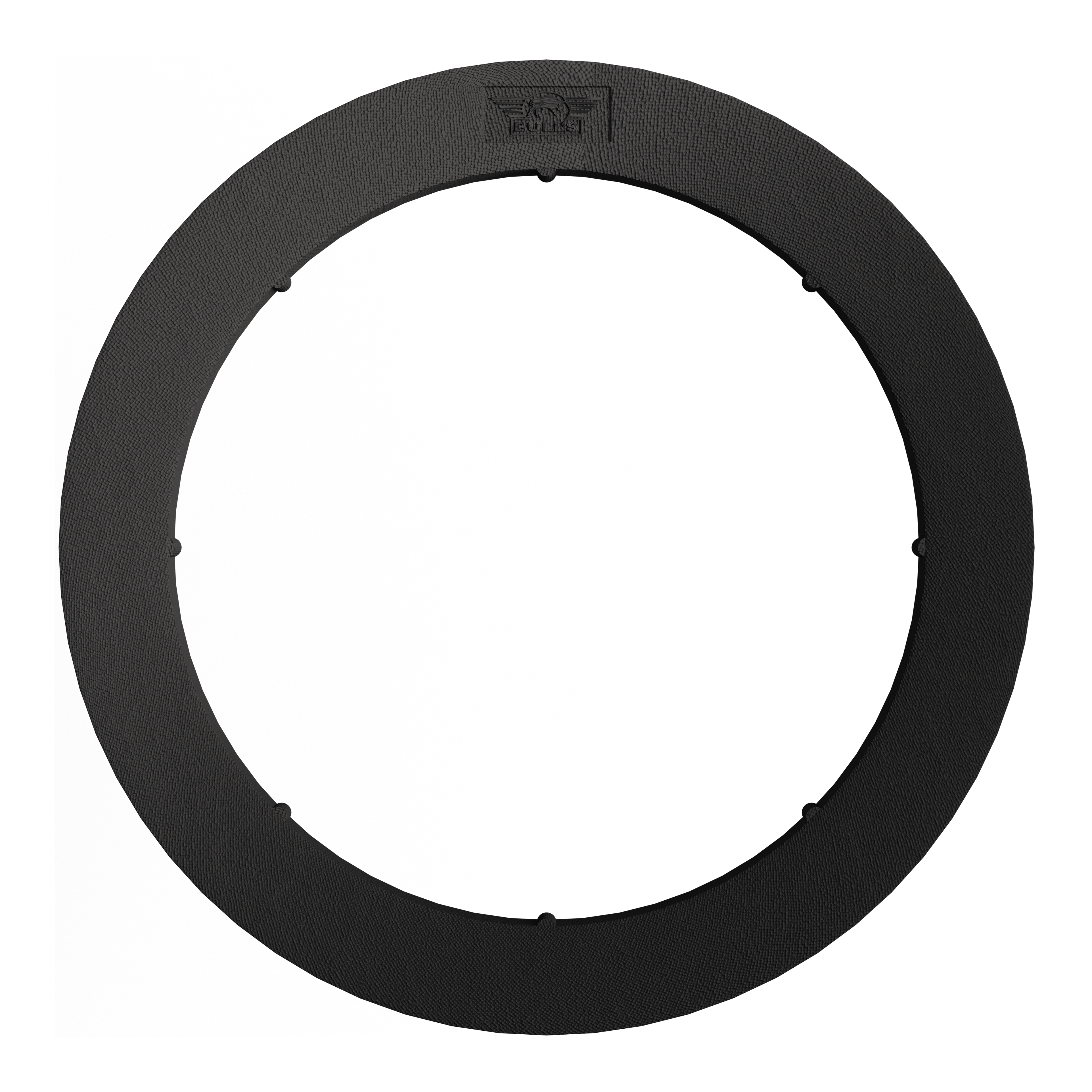 Bulls NL Lumo Light Surround verlichtingssysteem Das Bild zeigt das Produkt 'Bulls NL Lumo Light Surround Beleuchtungssystem'. Es handelt sich um einen runden, schwarzen Ring, der zur Beleuchtung eines Dartboards verwendet wird.