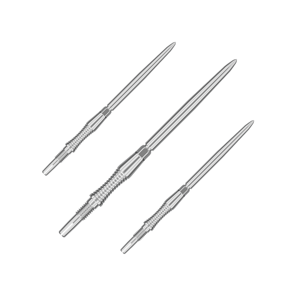 Target Swiss Point Dartpunten Signature RST - Zilver Auf dem Bild sind Dartspitzen aus dem Set '340302_Target_Swiss_Point_Dartspitzen_Signature_RST_Silber_42mm_1Set' abgebildet. Mehrere silberne Dartspitzen sind zu erkennen.
