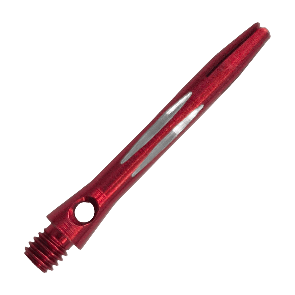 Diamantgeslepen aluminium assen - Rood - 35 mm Zu sehen ist der Diamond Cut Aluminium Shafts - Rot - 35mm. Der Schaft besteht aus rot lackiertem Aluminium und hat ein Diamantschliff-Design.
