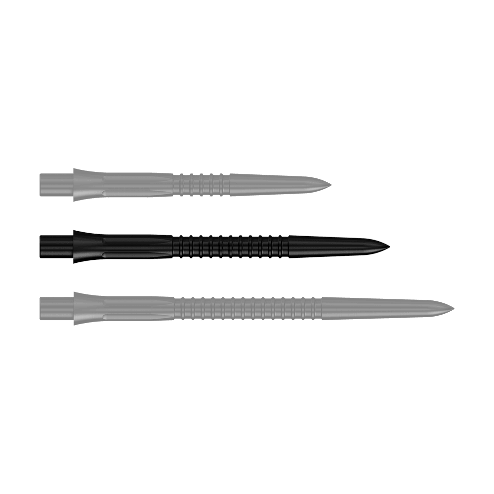 Mission Caliburn EVO Dart Tips GV1 - Zwart Schwarze Steeldartspitze mit 32 mm Länge aus der Misson Caliburn EVO GV1 Reihe. Das Produktbild zeigt eine einzelne Spitze im Detail.