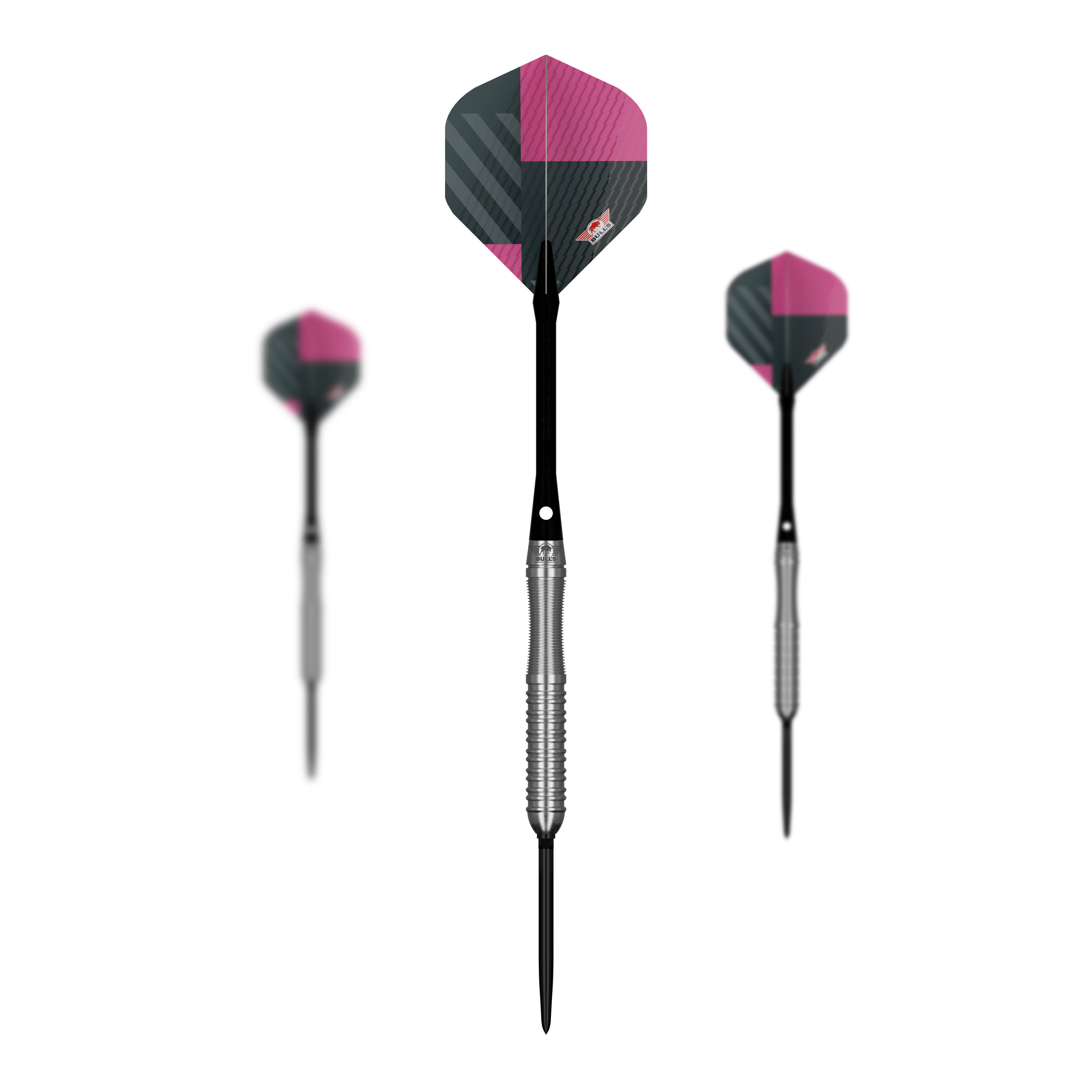Bulls NL Volt Pink Convertible Point stalen dartpijlen Abgebildet ist das Set Bulls NL Volt Pink Convertible Point Steeldarts. Die Darts sind besonders auffällig.