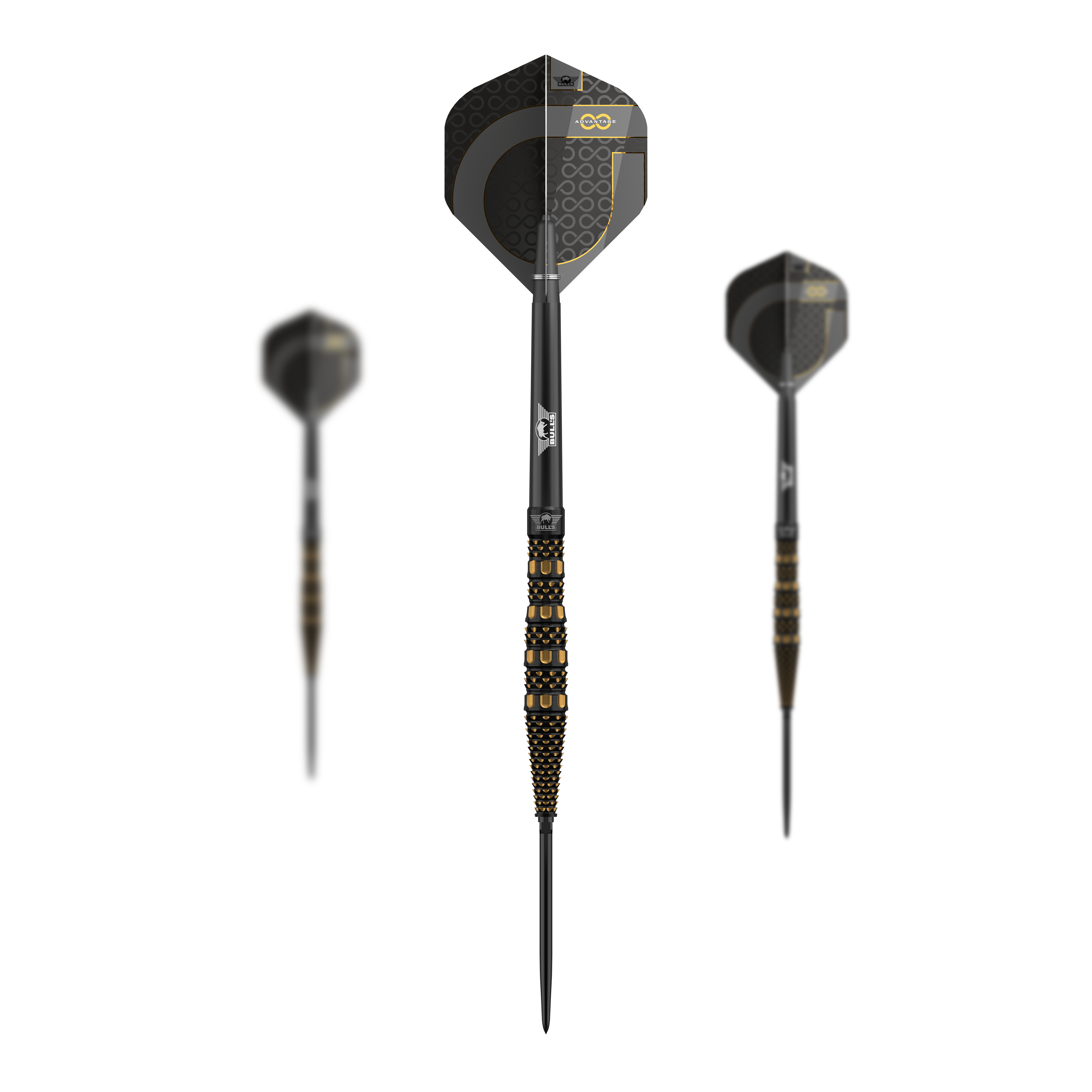 Bulls NL Advantage 95 Slope Convertible Point stalen dartpijlen Zu sehen ist ein Set Bulls NL Advantage 95 Slope Convertible Point Steeldarts. Das Set ist vollständig dargestellt.