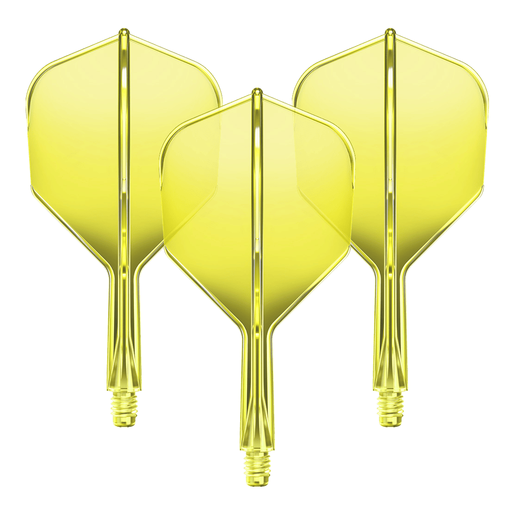 GOAT A1R No6 Flight Shaft System - Neongeel Ein Flight-Shaft-System GOAT A1R No6 in Neon-Gelb mit 19mm Länge ist zu sehen. Das Set besteht aus Komponenten für Dartpfeile.