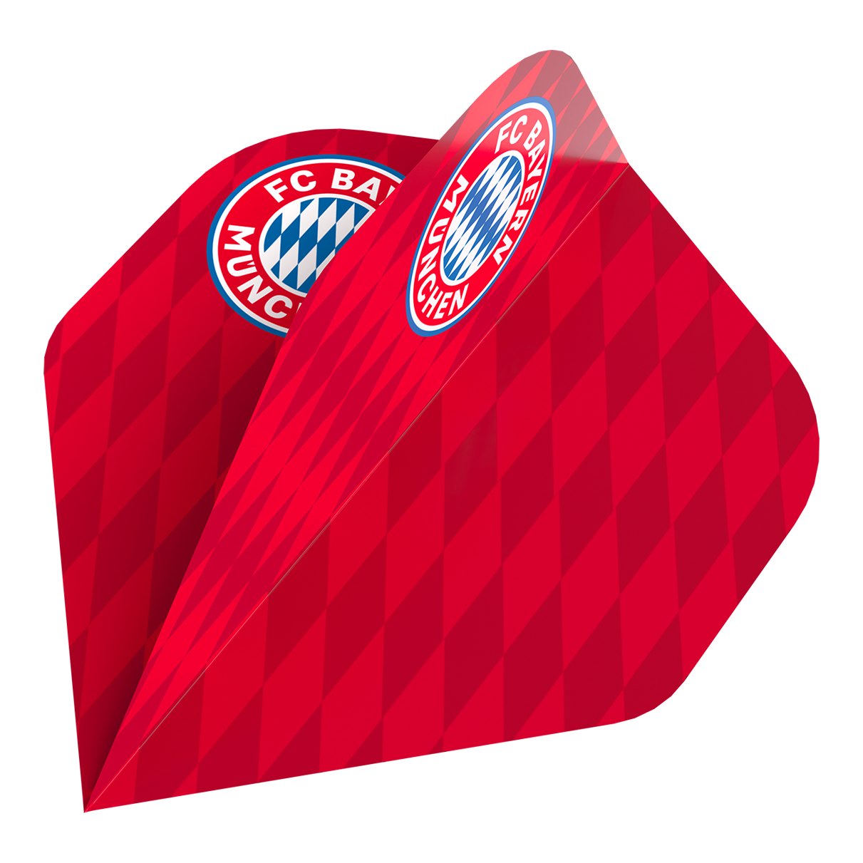 Bulls FC Bayern München Vluchtcollectie - 5 sets Das Bild zeigt die Bulls FC Bayern München Flight Collection - 5 Satz. Es sind fünf Flights im Stil des Fußballvereins FC Bayern München abgebildet.