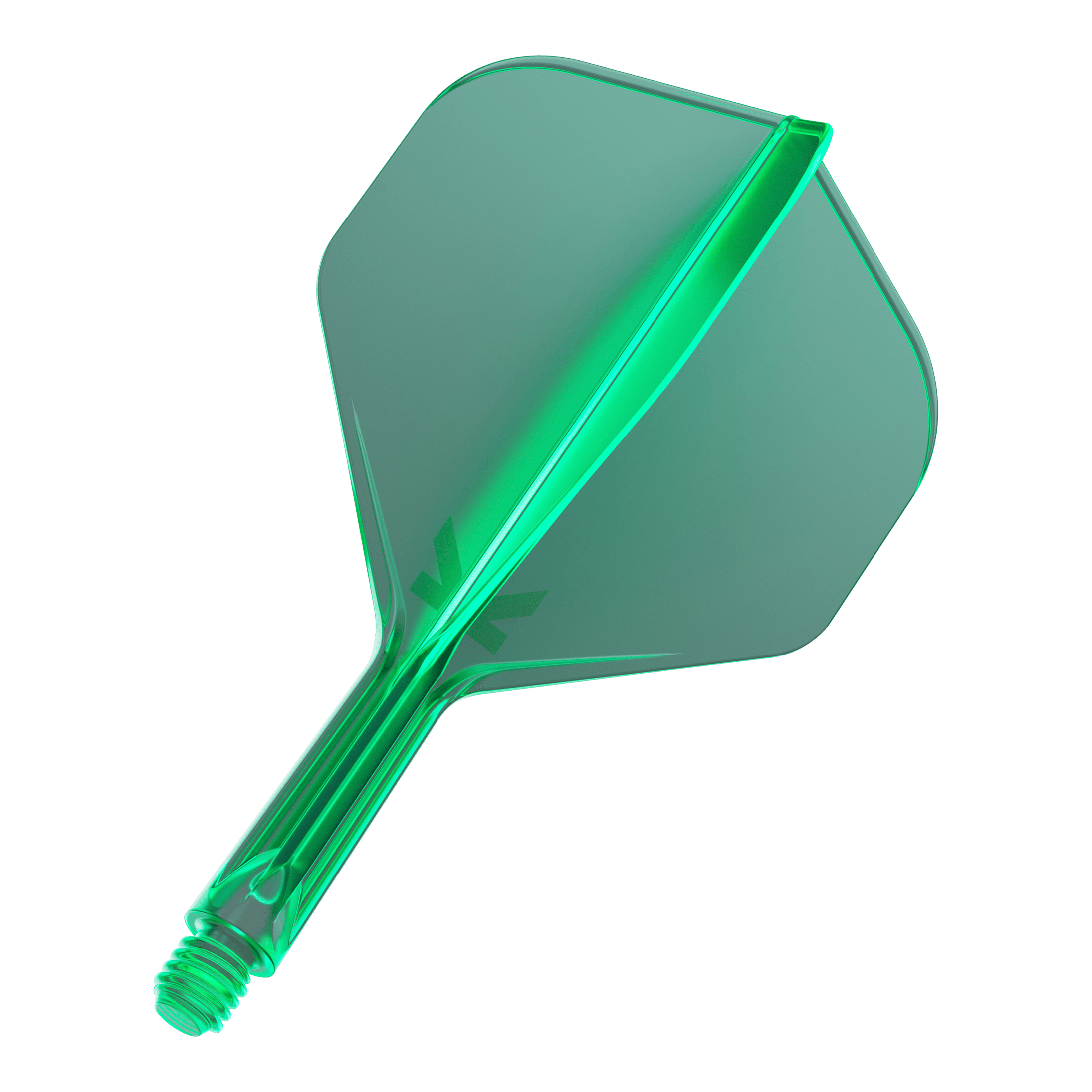 Target K-Flex No2 Standaard Vluchtsysteem - Groen Mehrere Dart-Flights mit durchgehender Oberfläche und gleichförmiger Form liegen nebeneinander. Die Anordnung ist ordentlich.