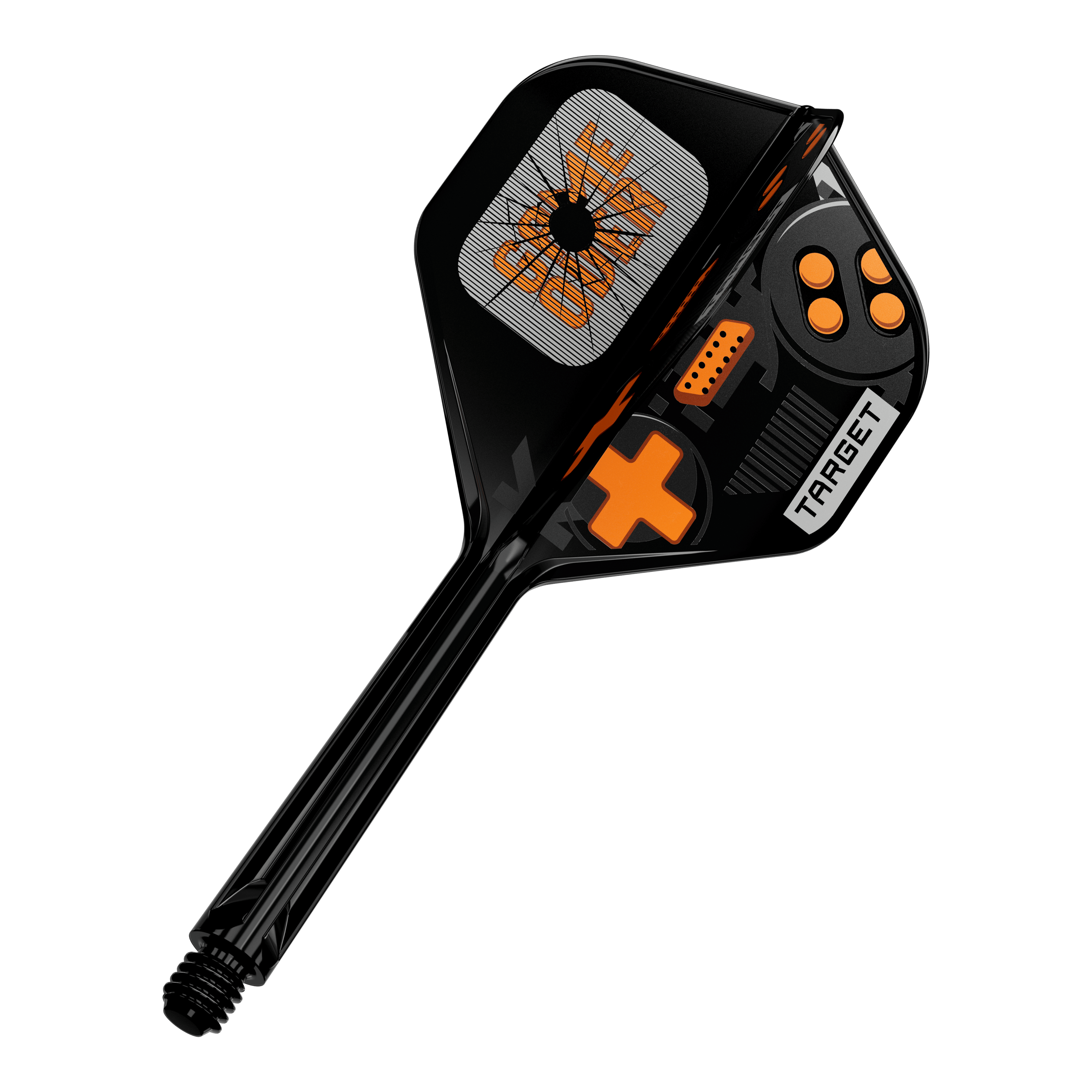 Target K-Flex Game Over No2 standaard flights Abgebildet ist ein Produkt mit dem Namen 410581_Target_K-Flex_GameOver_No2_Standard_Flights_33mm_1. Es handelt sich um ein Zubehörteil für Darts, vermutlich ein Dart-Flight.