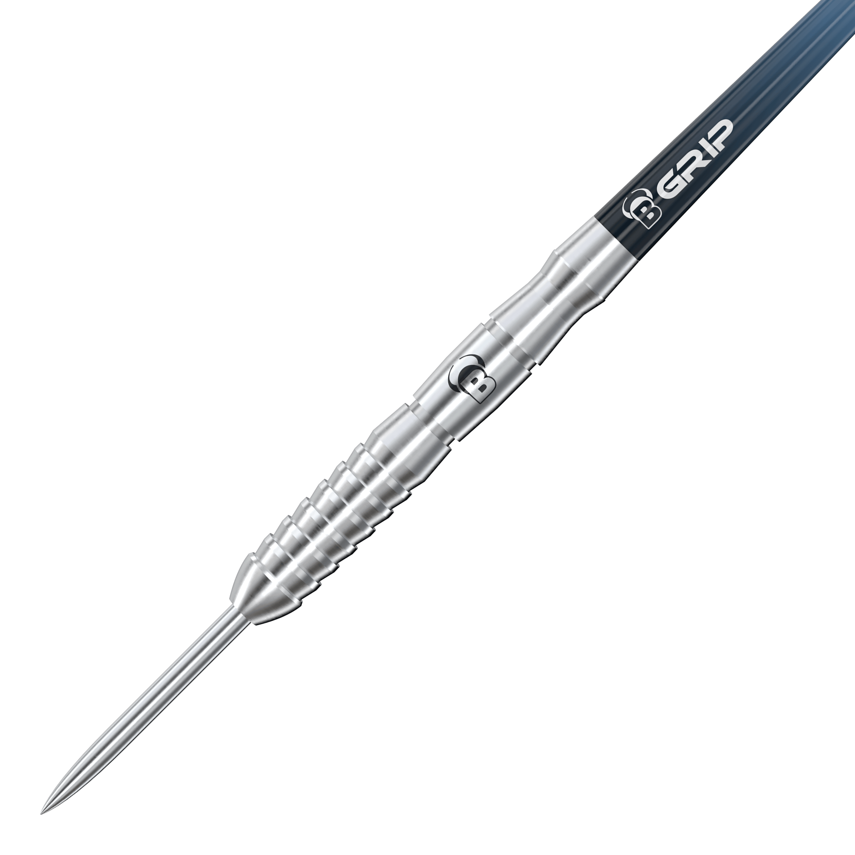 Bulls Stone S3 Steeldarts Auf dem Bild ist ein silberner Steeldart mit dem Namen "Bulls Stone S3 Steeldarts" zu sehen. Der Dart hat ein markantes Rillen-Design und einen spitzen Metallkopf.