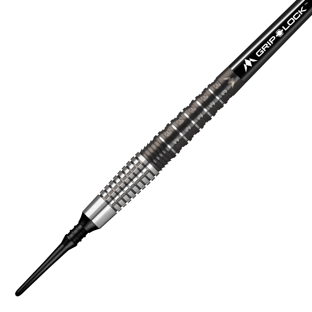 Mission Makara M2 zachte darts - 20g Dies ist der Mission Makara M2 Softdart mit einem Gewicht von 20g. Der Dartpfeil hat ein silber-schwarzes Design mit strukturiertem Griffbereich und einer schwarzen Kunststoffspitze.