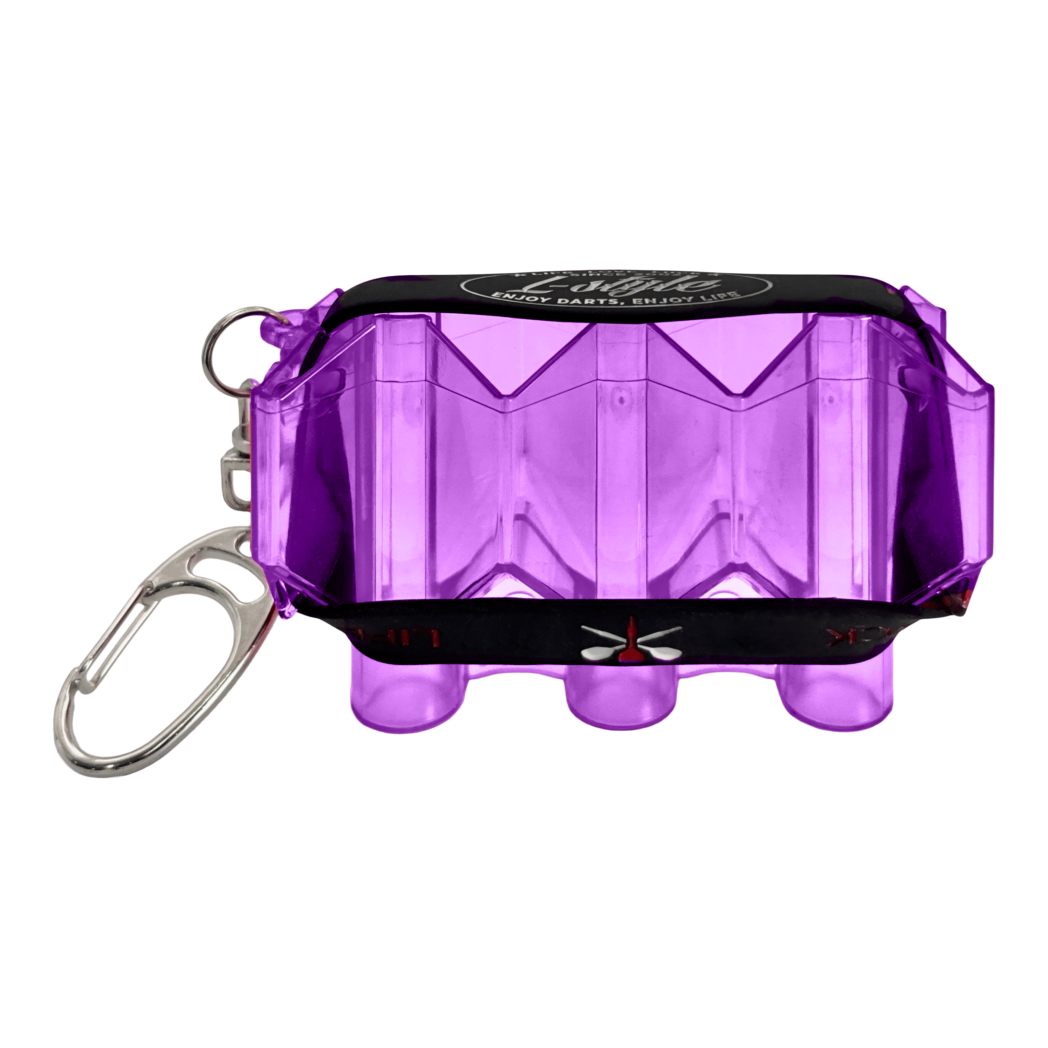 L-Style Krystal flightcase SP Das Bild zeigt ein Krystal Flight Case in Lila. Das Etui ist speziell für den Transport von Dart-Flights geeignet.