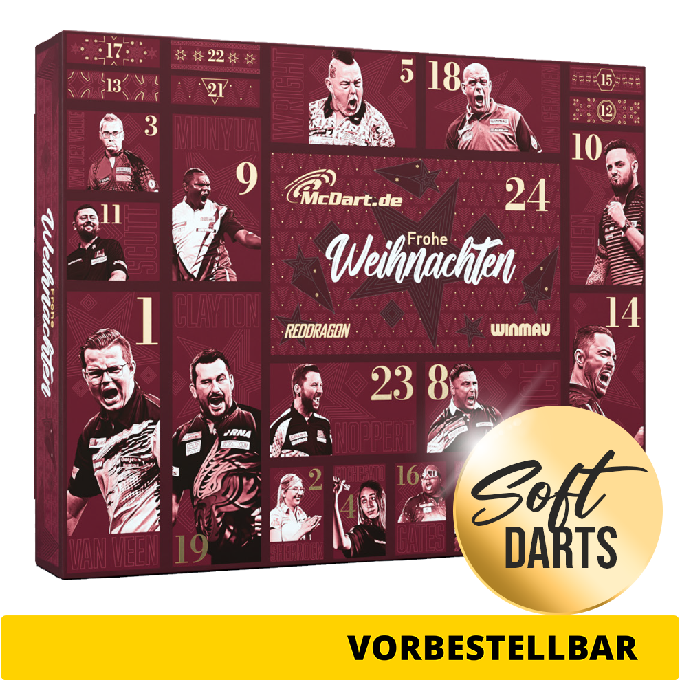 McDart Premium Adventskalender 2026 voor softdartspelers 