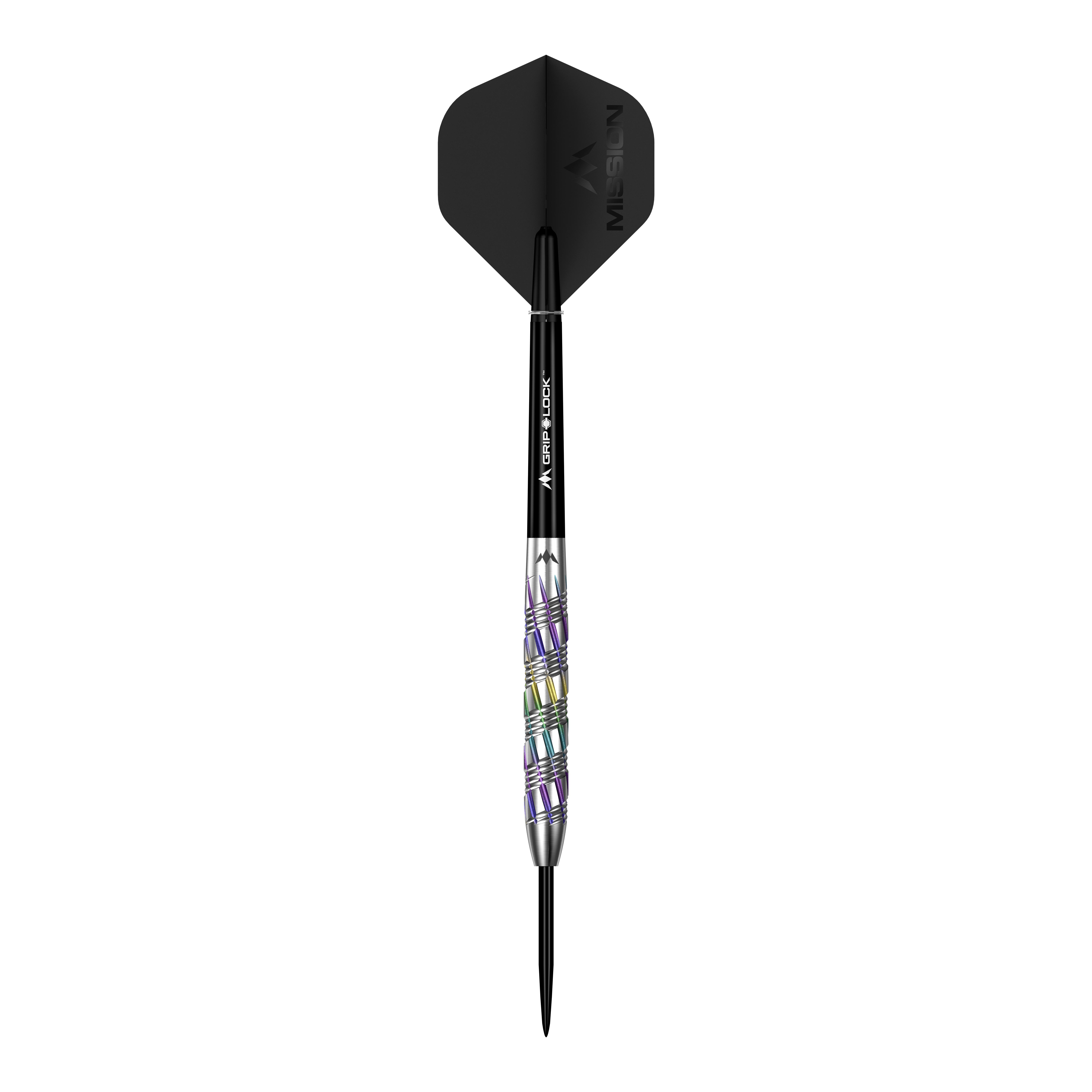 Mission Shuriken stalen pijlen Mission Shuriken Steeldarts sind hochwertige Pfeile für das Dartspiel. Auf dem Bild sieht man einen einzelnen Mission Shuriken Steeldart.