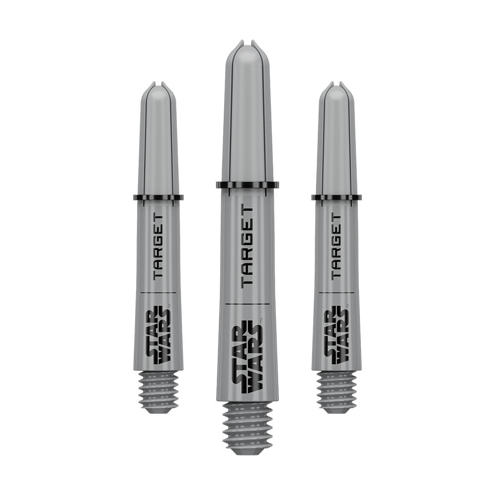 Target Star Wars ProGrip Shafts - Grijs Das Bild zeigt vermutlich ein Set von Pro Grip Shafts in Grau, kurze Ausführung mit 34 mm Länge. Das Produkt ist wahrscheinlich aus der Star Wars Kollektion.