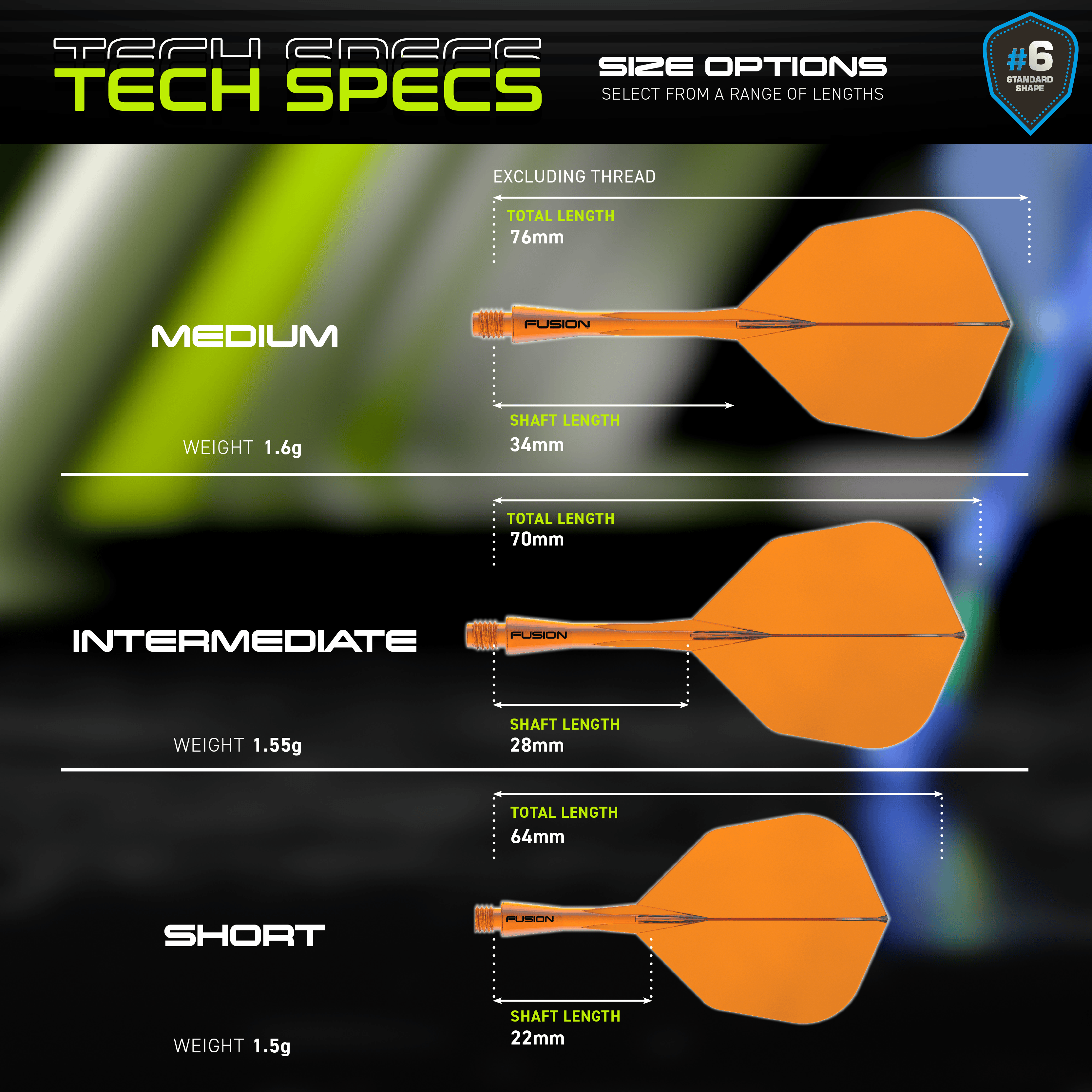 Winmau Fusion Flight Shaft System No6 Neon Oranje Hier ist das Winmau Fusion Flight-Shaft-System No6 in Neon Orange dargestellt. Das Produkt vereint Flight und Schaft für erhöhte Stabilität im Dartspiel.