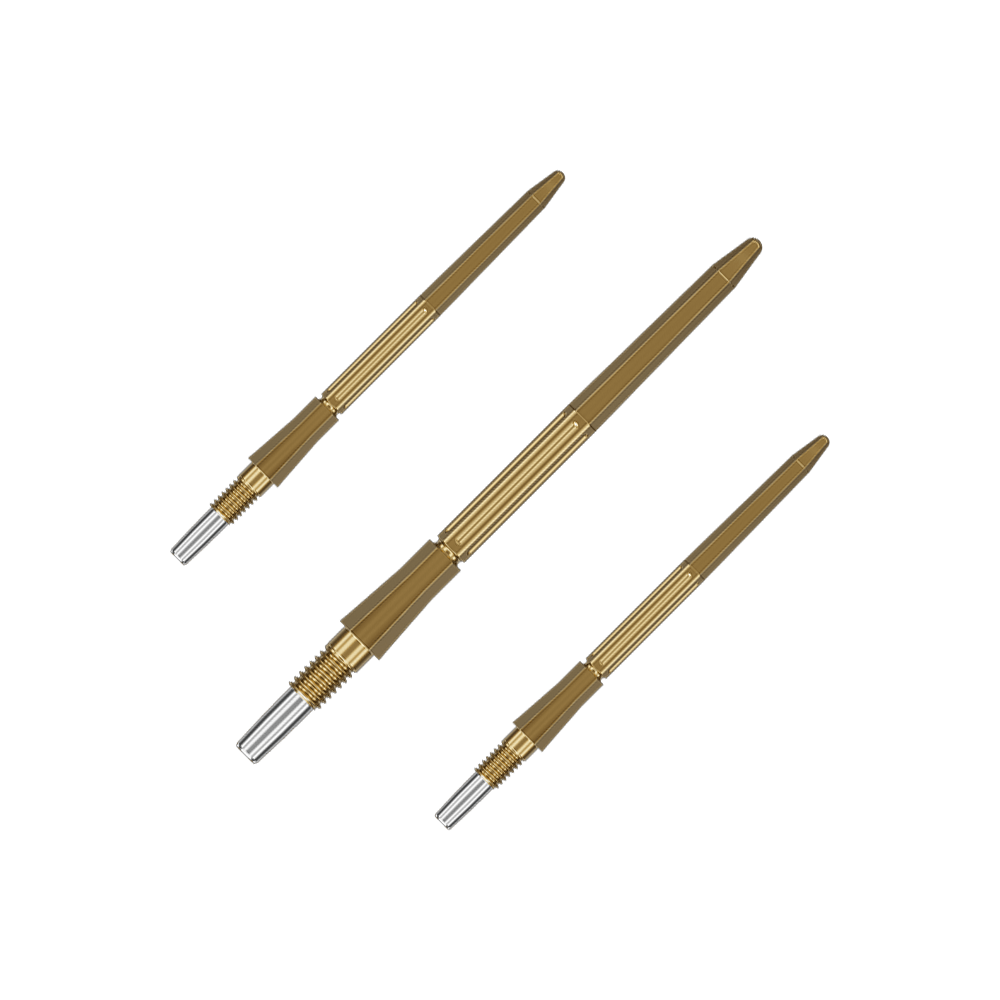 Target Elysian Archetype 43 Swiss Point stalen dartpijlpunten - Goud Das Bild zeigt ein Set goldener Dartspitzen. Es handelt sich um Target Elysian Archetype 43 SwissPoint Dartspitzen, 35 mm.
