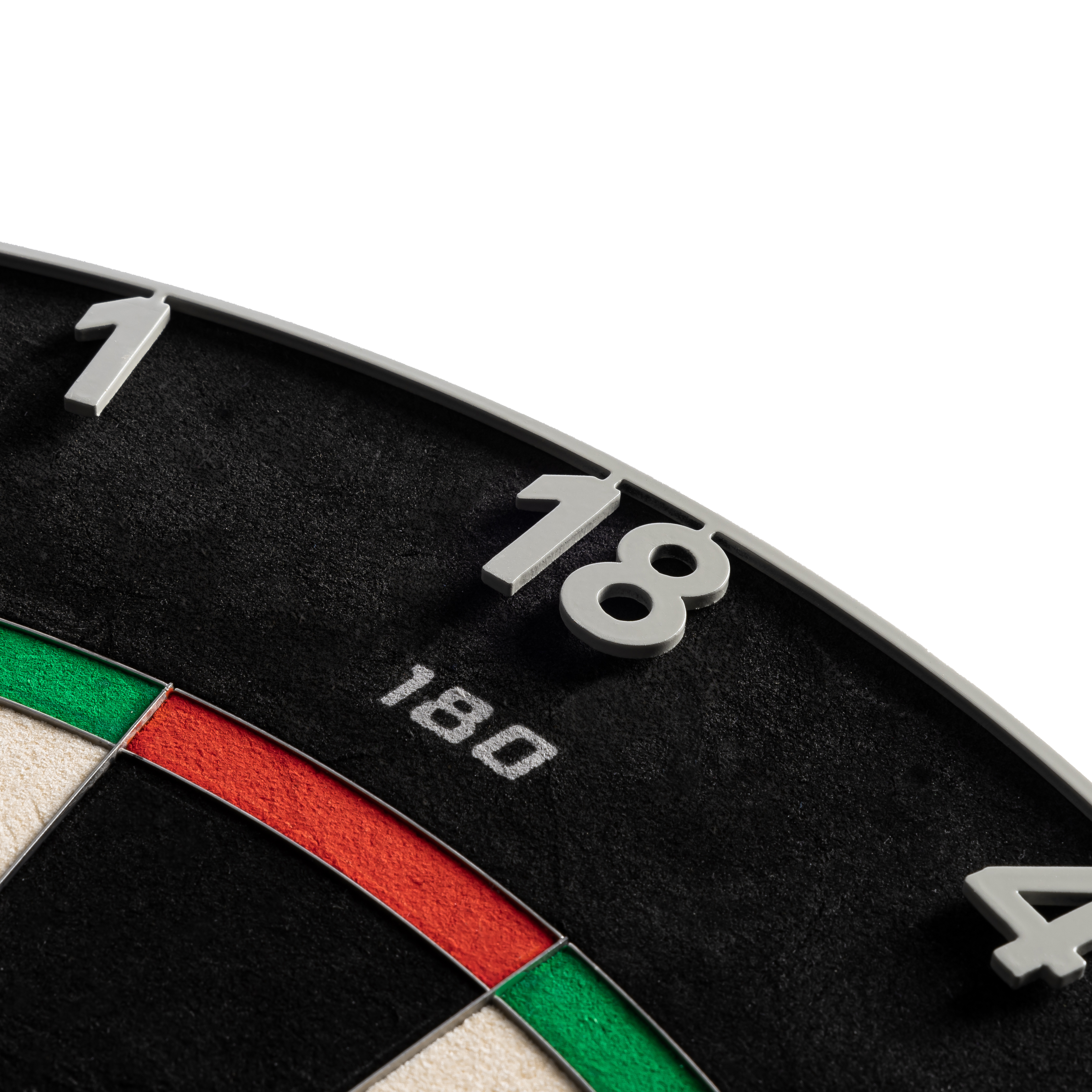 Das Bild zeigt das Precise 180 Endorphine Steeldartboard mit Nummernring in der Farbe Nordic Grey. Es handelt sich um ein hochwertiges Dartboard für ambitionierte Spieler.