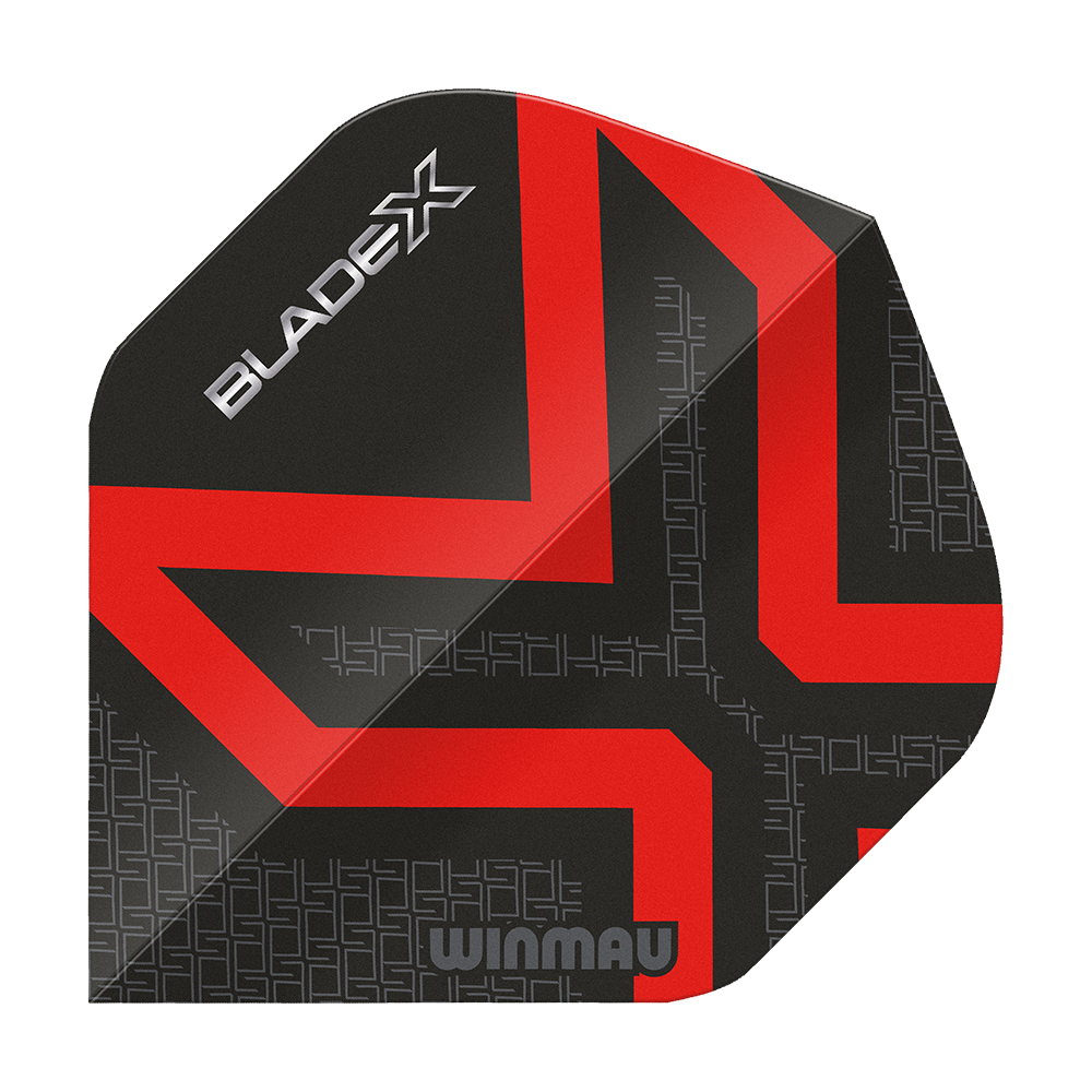 Dieses Bild zeigt den Winmau Prism Delta Blade X Metallic Red No2 Standard Flight. Der Flight ist in einer roten Metallic-Optik dargestellt.