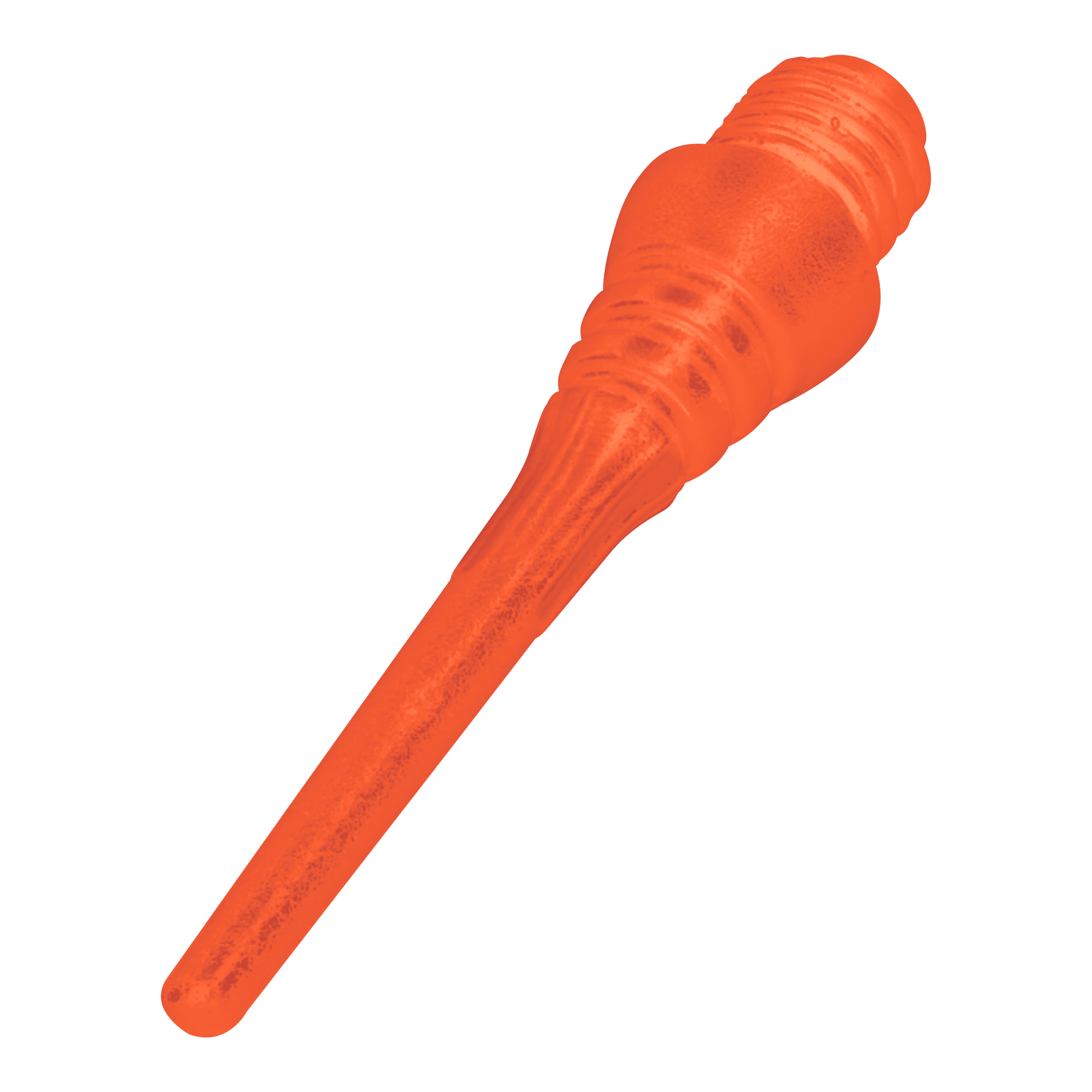 Winmau Triton Softtip Points Softdartspitzen (50-er Pack) Das Bild zeigt eine orangefarbene Softdartspitze. Sie hat eine geriffelte Schraubverbindung und eine glatte, spitze Spitze.