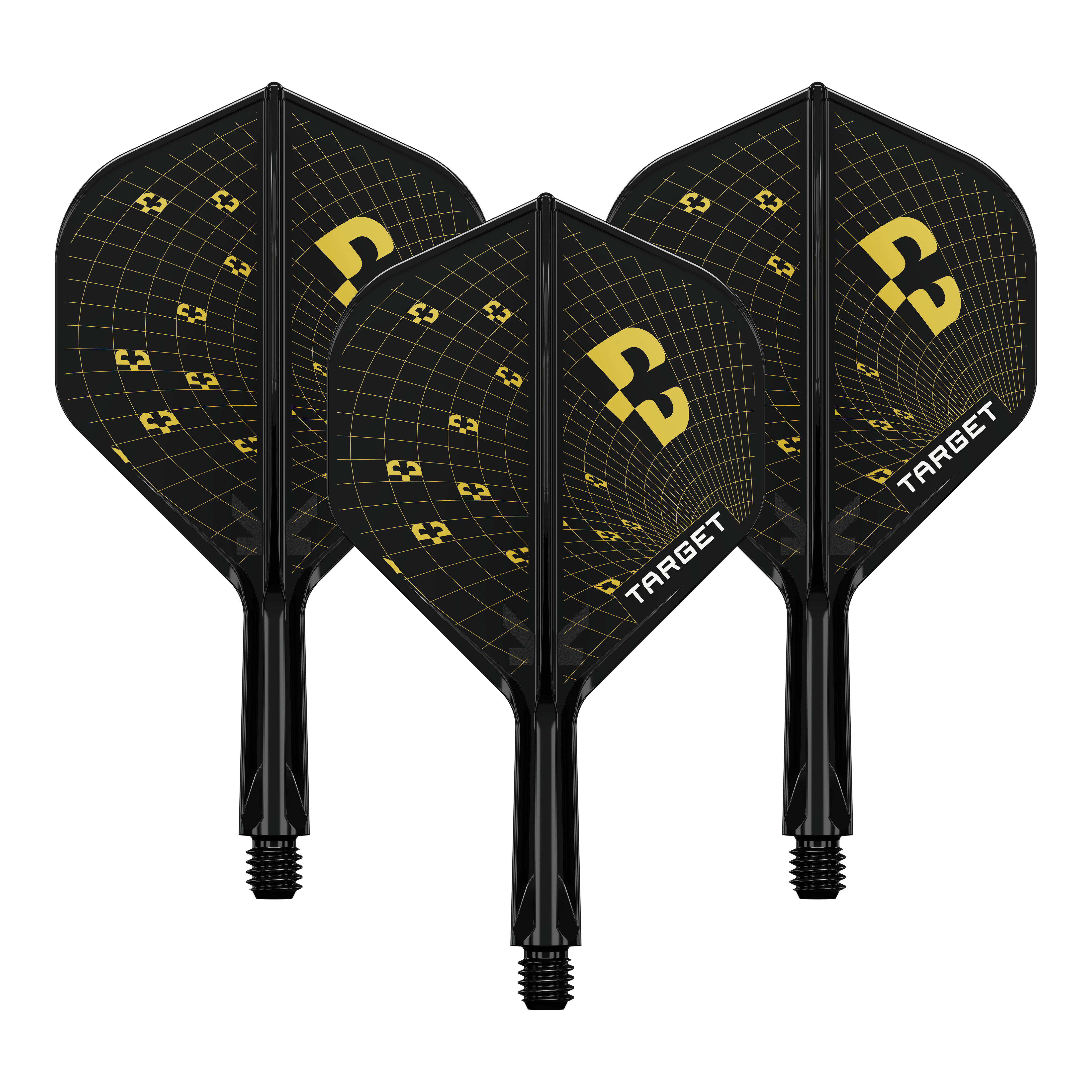 Target K-Flex Bolide No2 Standaardvluchten Abgebildet ist ein Set von Target K-Flex Bolide No2 Standard Flights mit einer Länge von 19mm. Das Produkt wird in einer Nahaufnahme gezeigt.