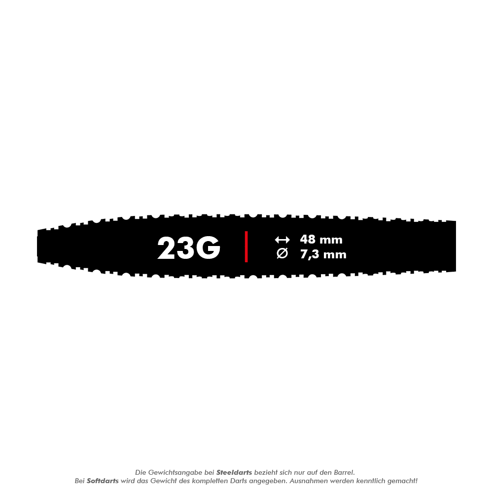 Shot ZEN Missile Turbo Point stalen pijltjes - 23 g Das Bild zeigt die Shot ZEN Missile Turbo Point Steeldarts - 23g. Die Steeldarts sind für das Präzisions-Dartspiel entworfen.