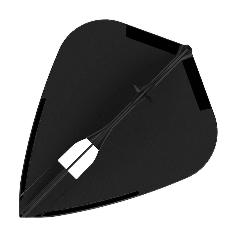 L-Style Champagne L4PRO Kite Flights Dies ist ein schwarzes Dartflight in Kiteshape-Form. Das Flight hat ein schlichtes, einfarbiges Design ohne Aufdruck.