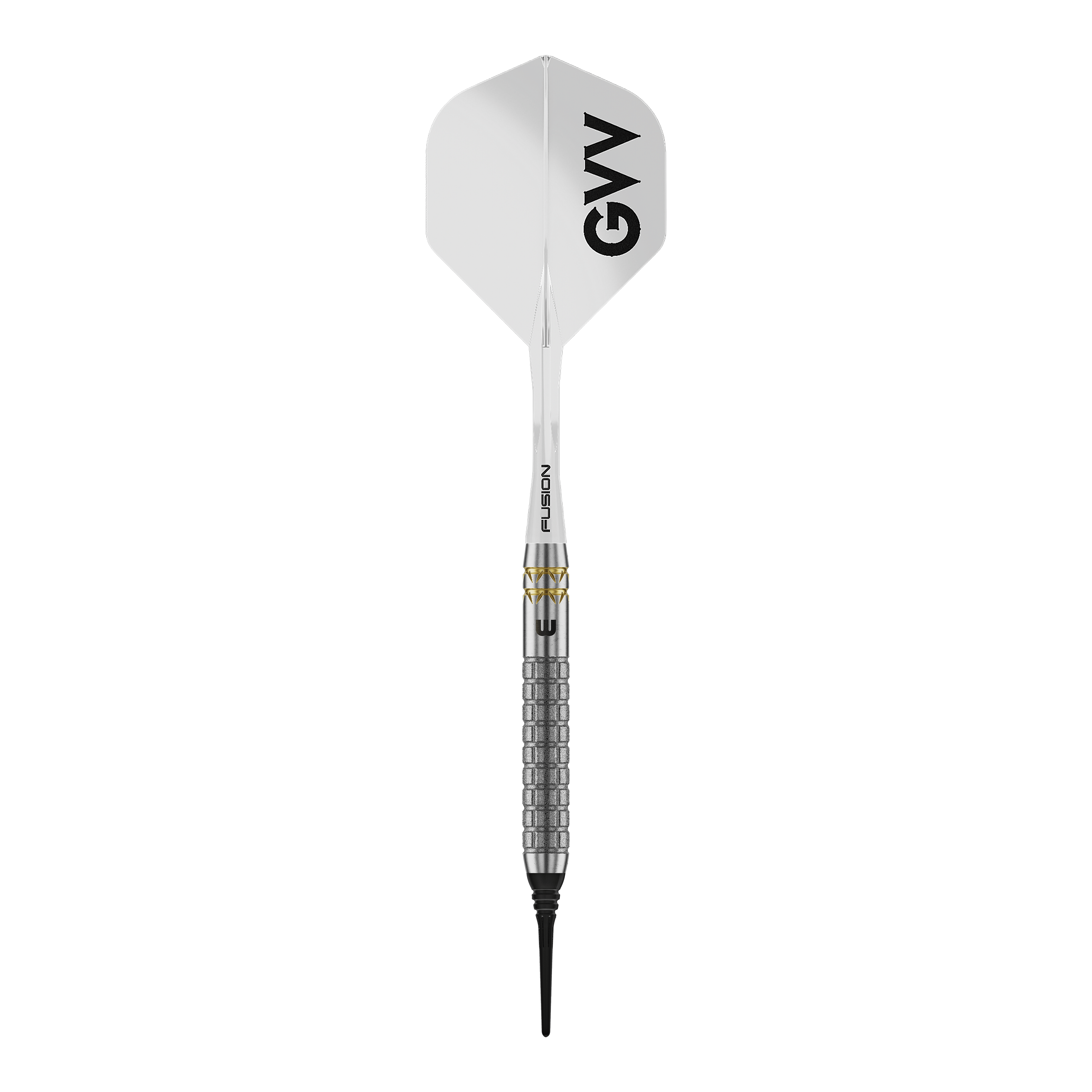 Winmau Gian Van Veen W-MAX zachte darts - 18g Das Bild zeigt Winmau Gian Van Veen W-MAX Softdarts mit 18 Gramm. Die Darts sind im Profil dargestellt.