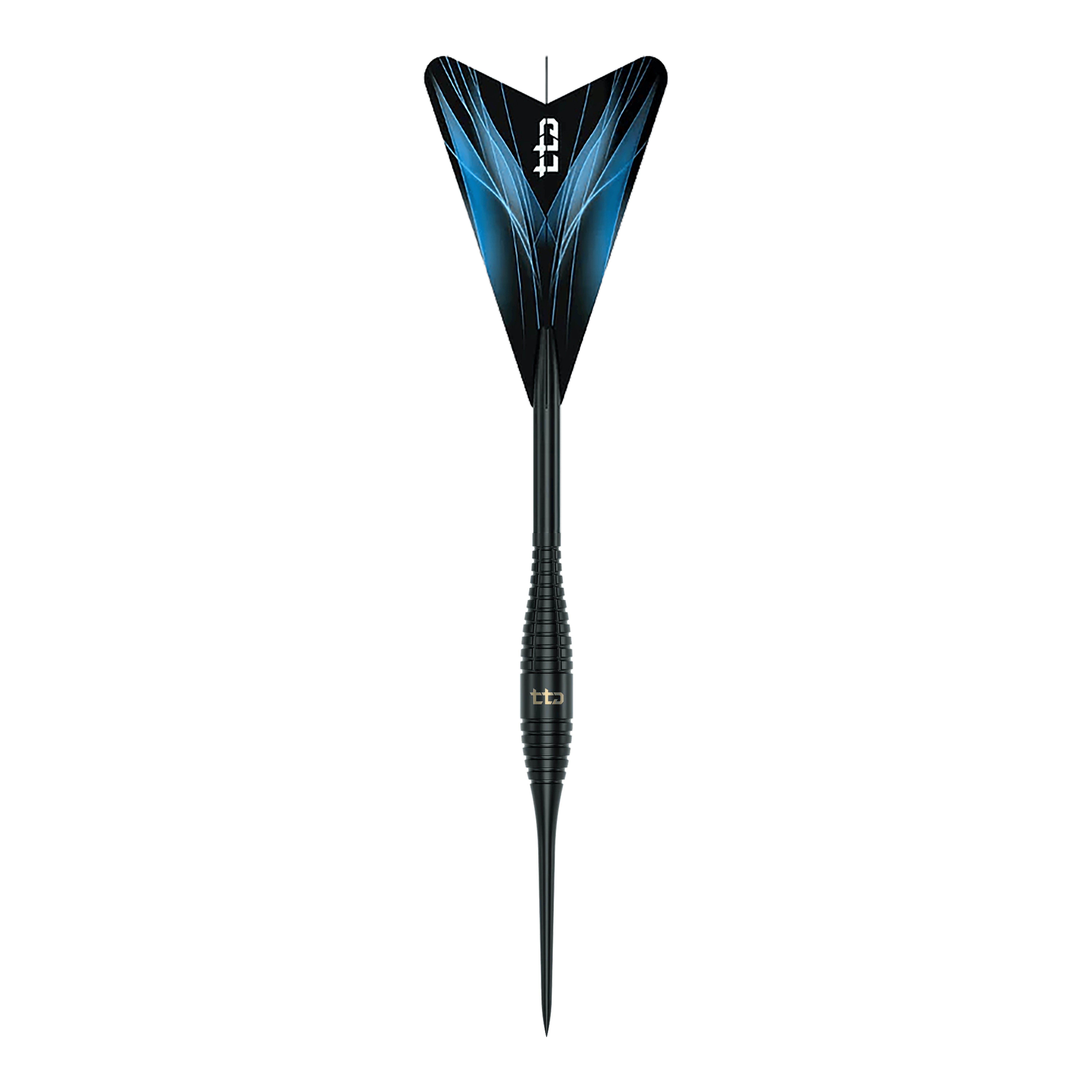 Das ist ein Bild der Caliburn TTD Complete Titanium T2 Black Steeldarts - 6g. Die Steeldarts sind schwarz und wiegen 6 Gramm.