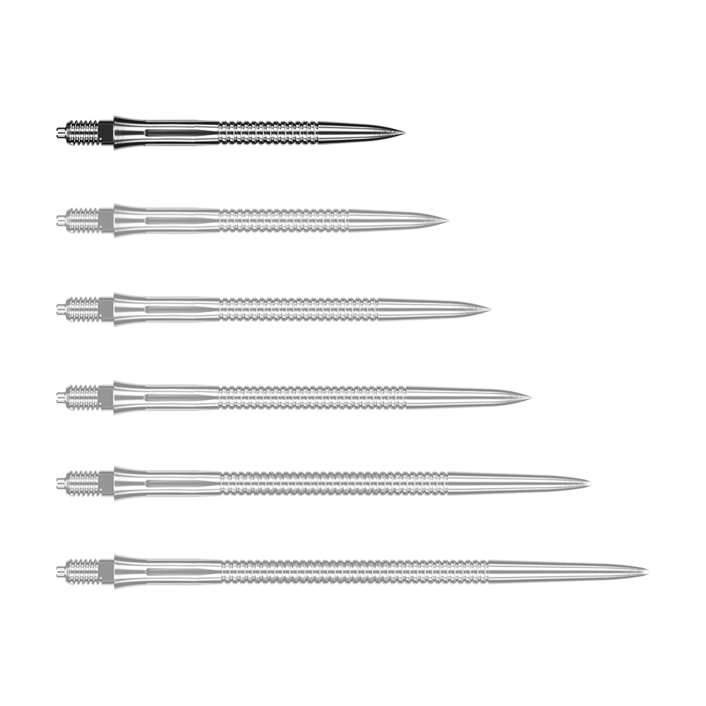 Caliburn EZ-EVO dartpunten - Gegroefd - Zilver Das Bild zeigt eine silberne Dartspitze mit Rillen. Die Dartspitze ist 28 mm lang.