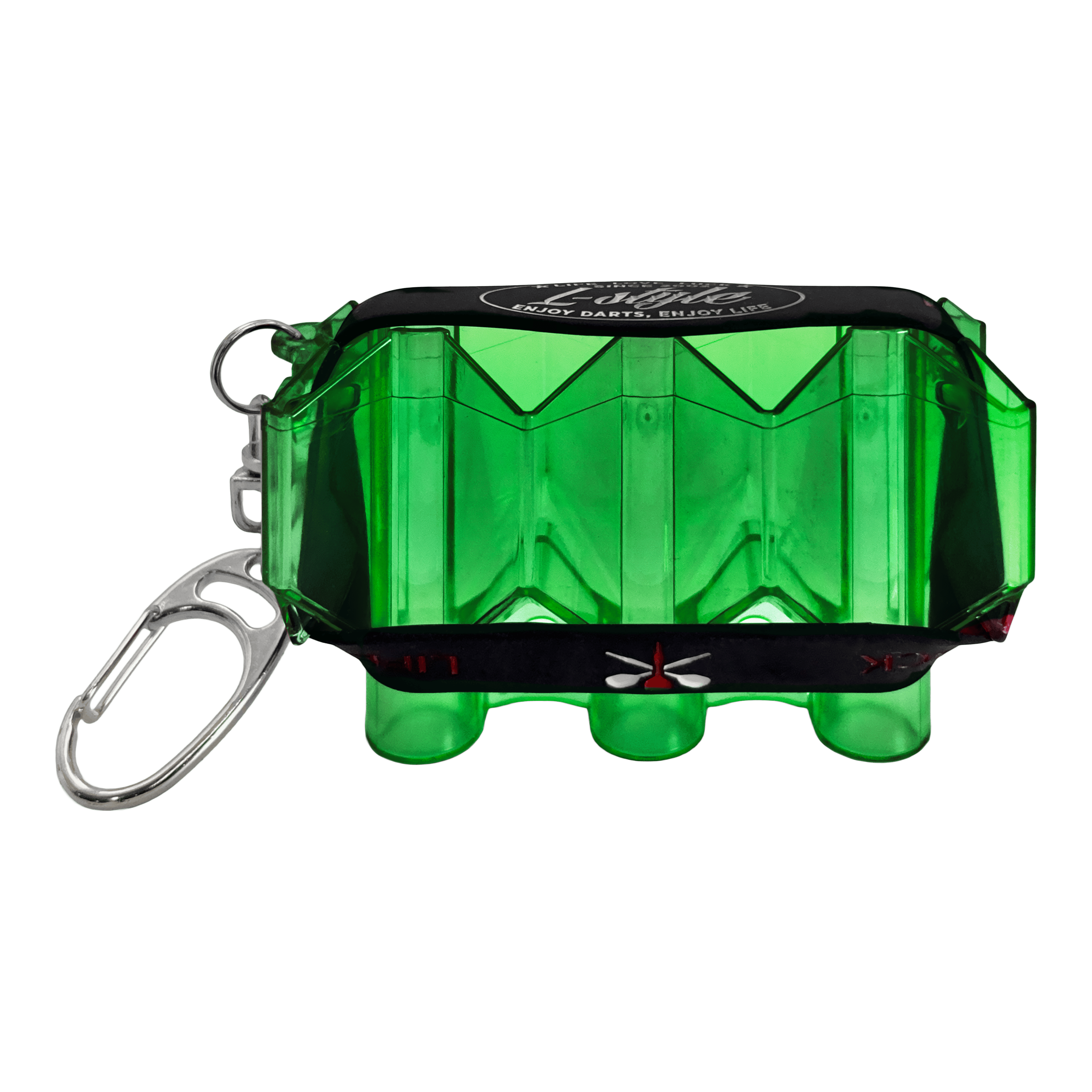 Das Bild zeigt ein Produkt mit dem Dateinamen LSF3107_LStyle_Krystal_Flight-Case_SP_Grn_1. Es ist vermutlich ein grünes Flight-Case für Dartflights.
