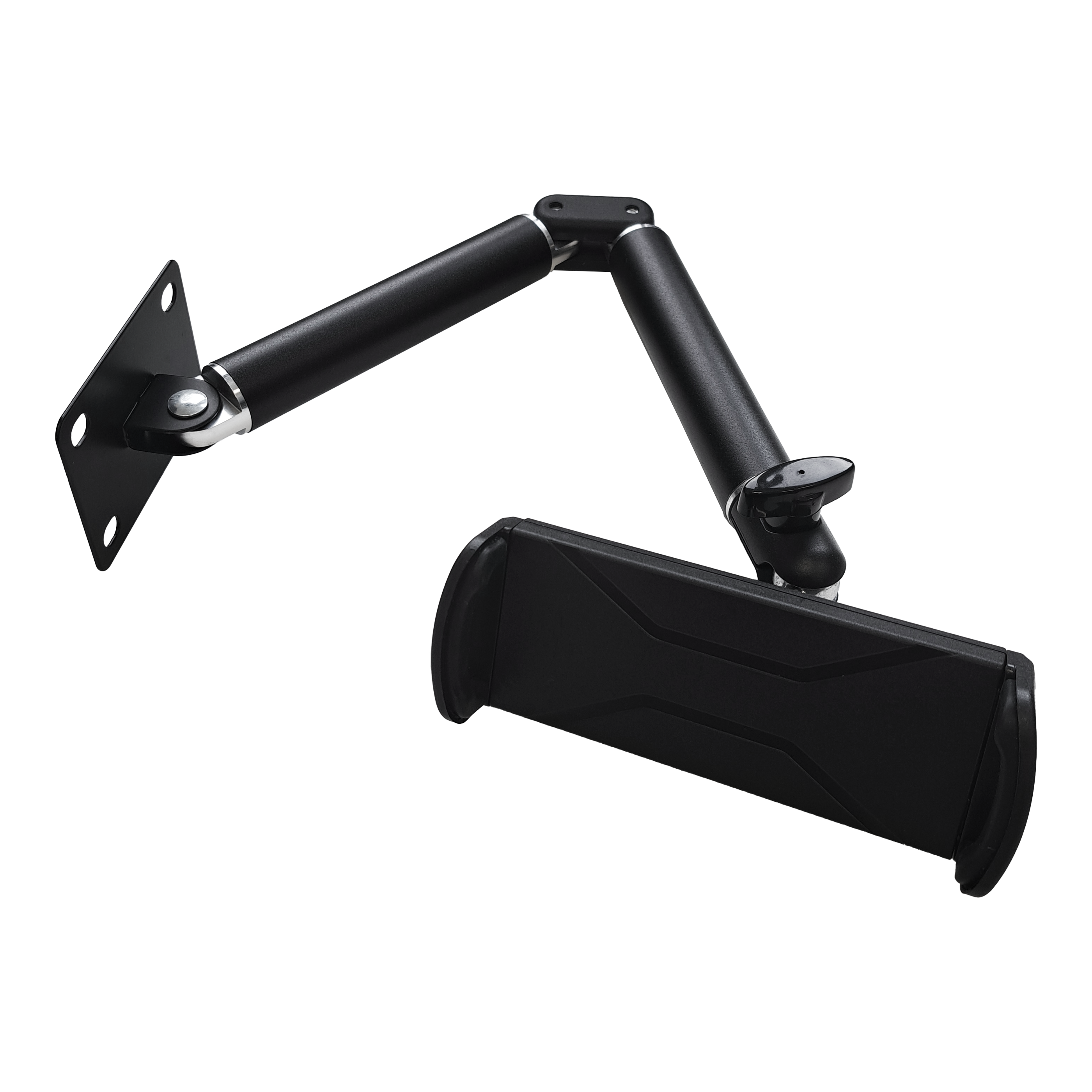 McDart TABFlex tablet muurbeugel met flexibele arm Dies ist die McDart TABFlex Tablet Wandhalterung mit flexiblem Arm. Sie ermöglicht eine stabile Befestigung eines Tablets an der Wand und kann flexibel ausgerichtet werden.