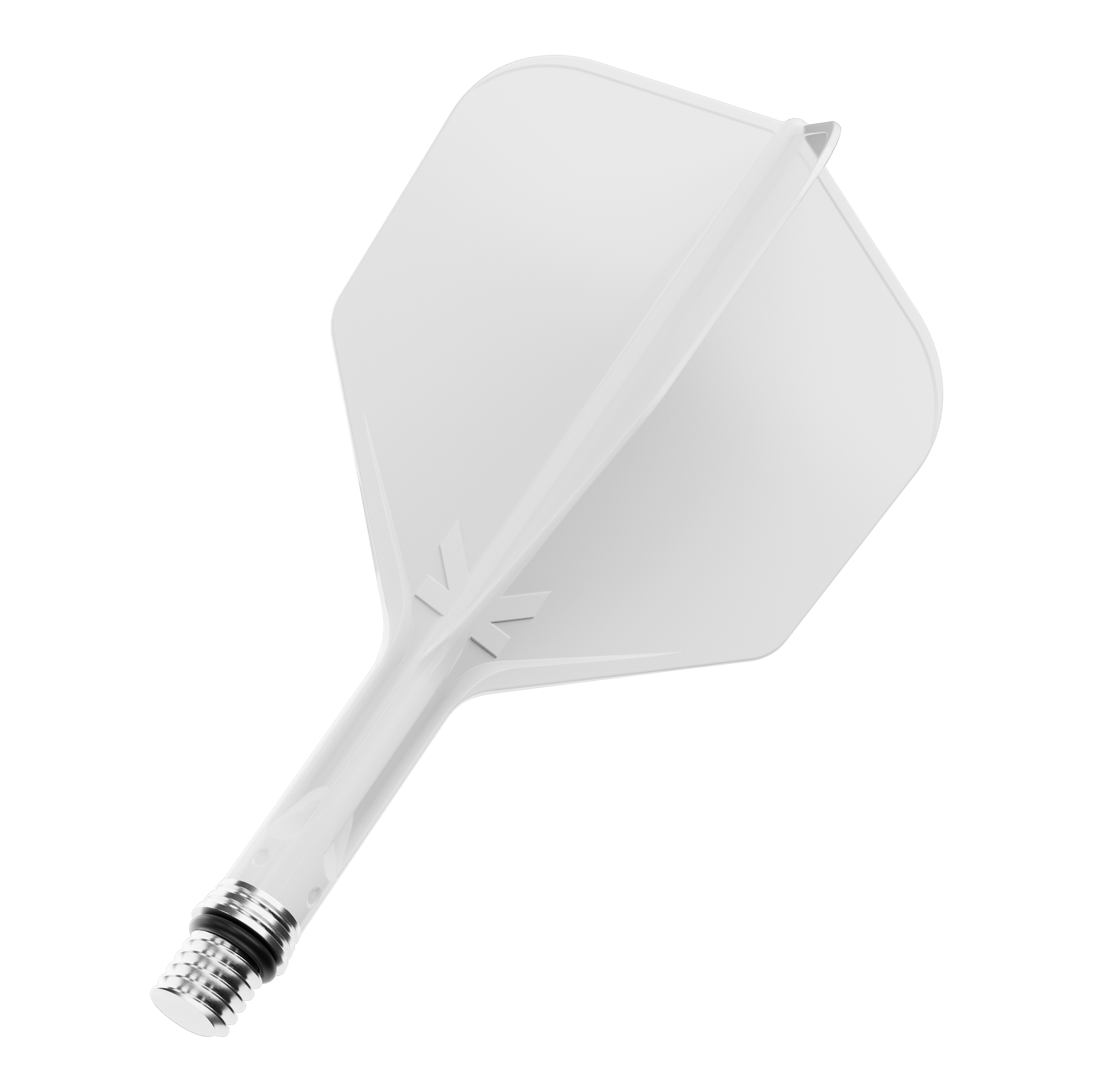 Target K-Shift nr. 6 vluchten - wit Auf dem Bild ist ein Set Flights mit dem Namen 410540_Target_KShift_No6_Flights_Wei_19mm_1 zu sehen. Die Flights sind weiß und einzeln dargestellt.