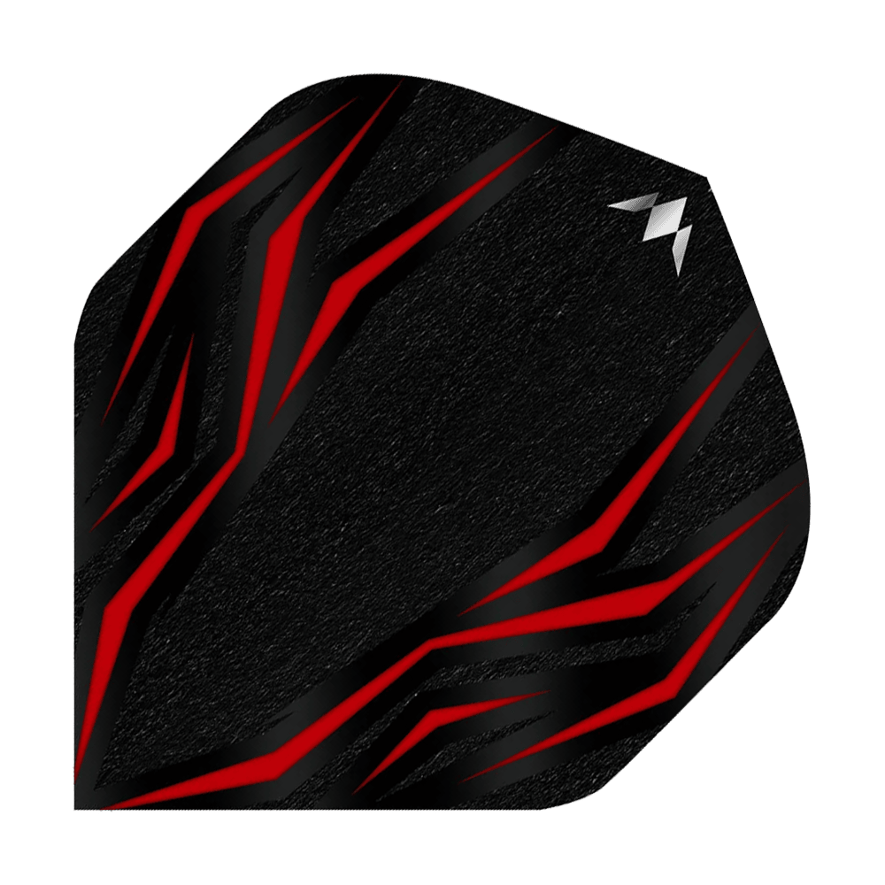 Mission Lava Red nr. 6 vluchten Mission Lava Red No6 Flights sind auf diesem Bild abgebildet. Die Flights sind in Rot und werden für Dartpfeile verwendet.